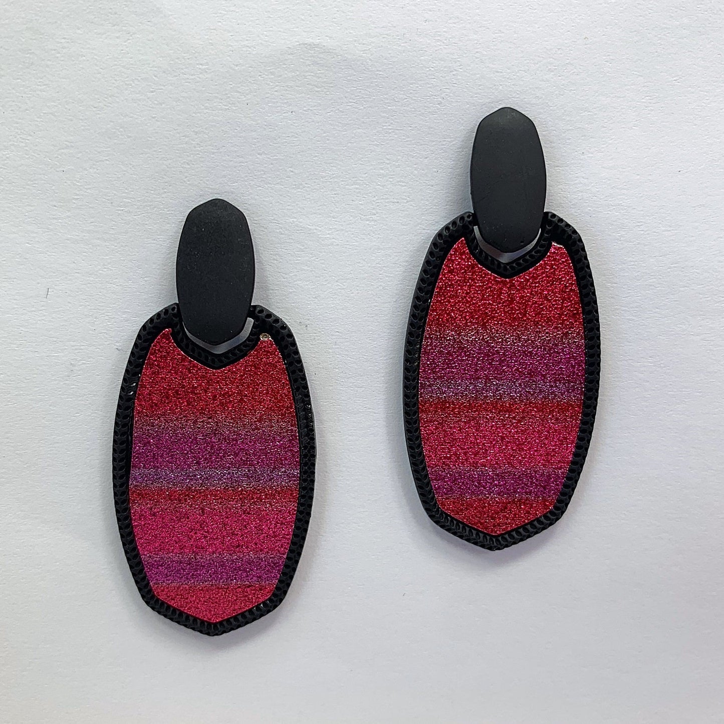 E0855 LE5526 Glitter Oval Shape Drop Dangle Post Earrings