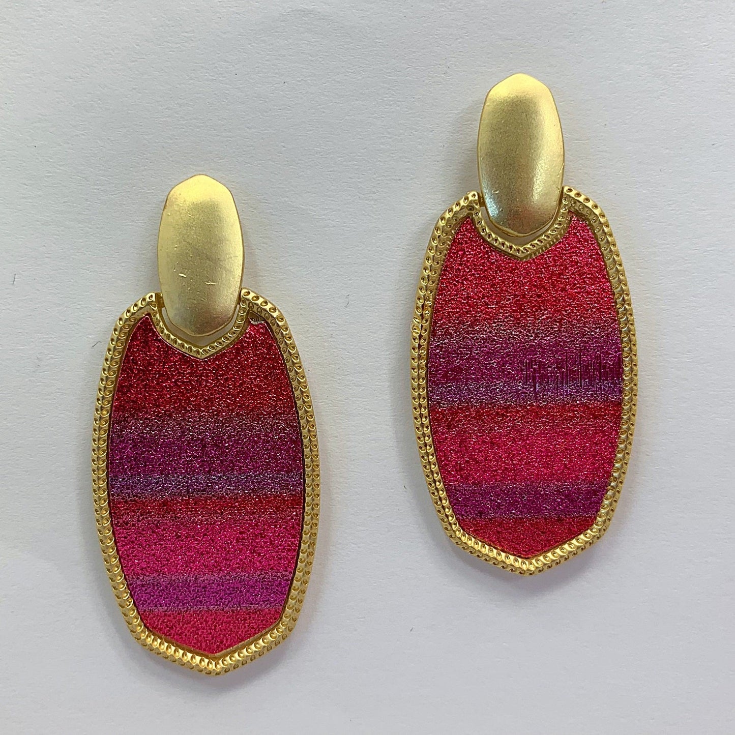 E0855 LE5526 Glitter Oval Shape Drop Dangle Post Earrings