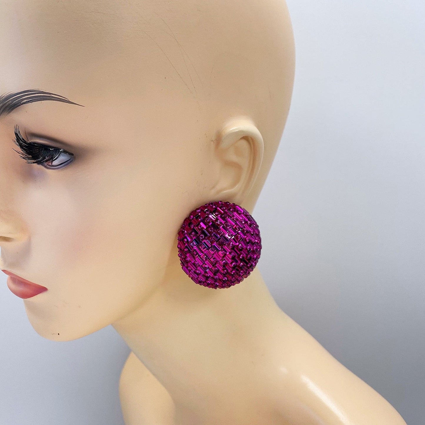 E0876 KE2346 RHINESTONES BUTTON STUD STYLE POST EARRINGS