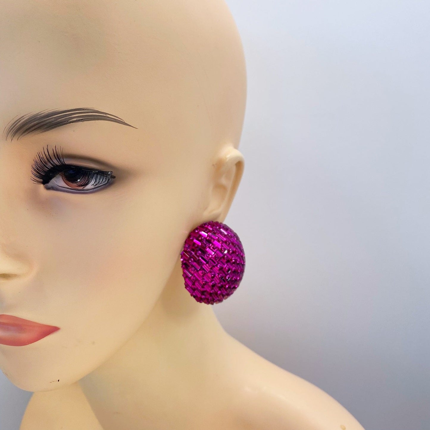 E0876 KE2346 RHINESTONES BUTTON STUD STYLE POST EARRINGS