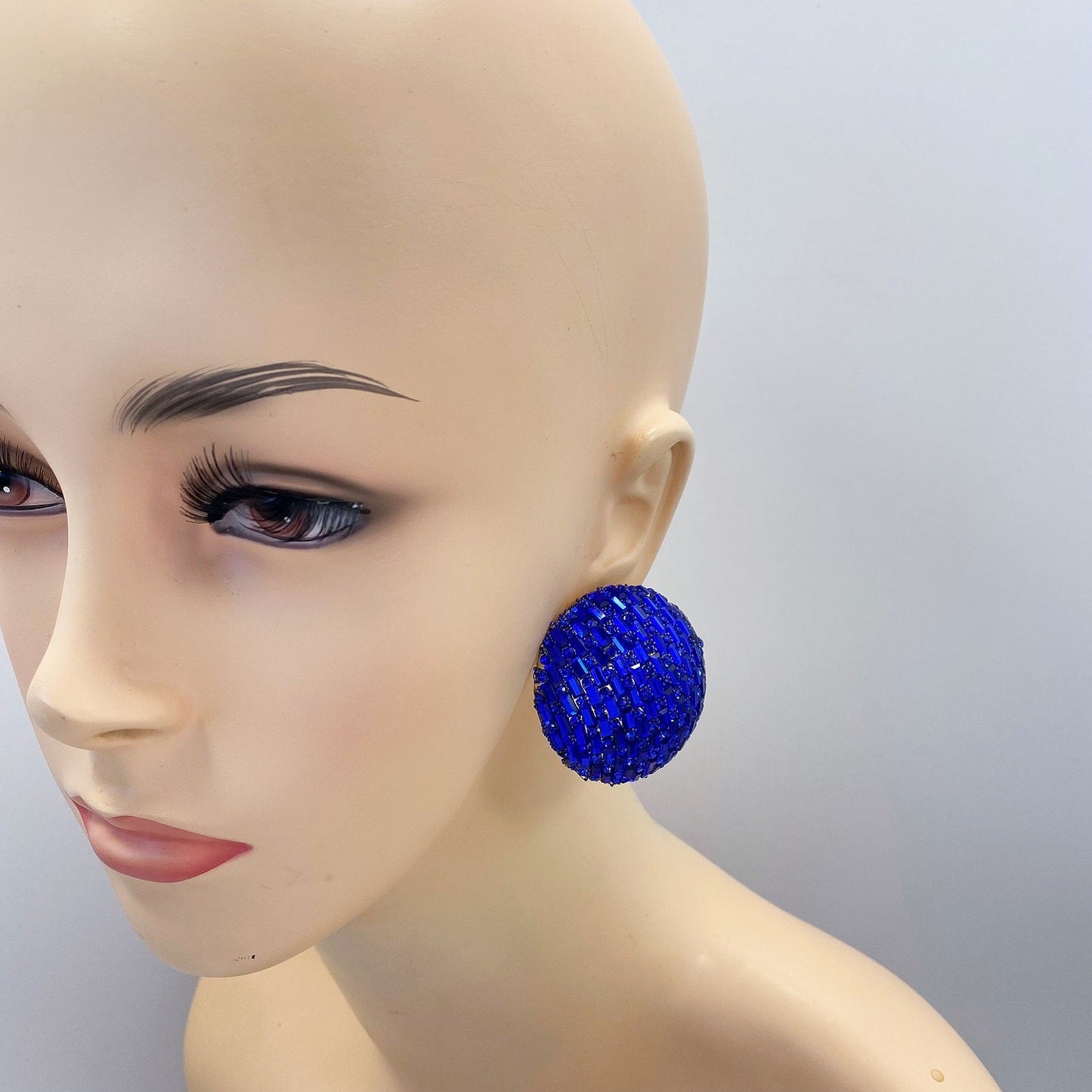 E0876 KE2346 RHINESTONES BUTTON STUD STYLE POST EARRINGS