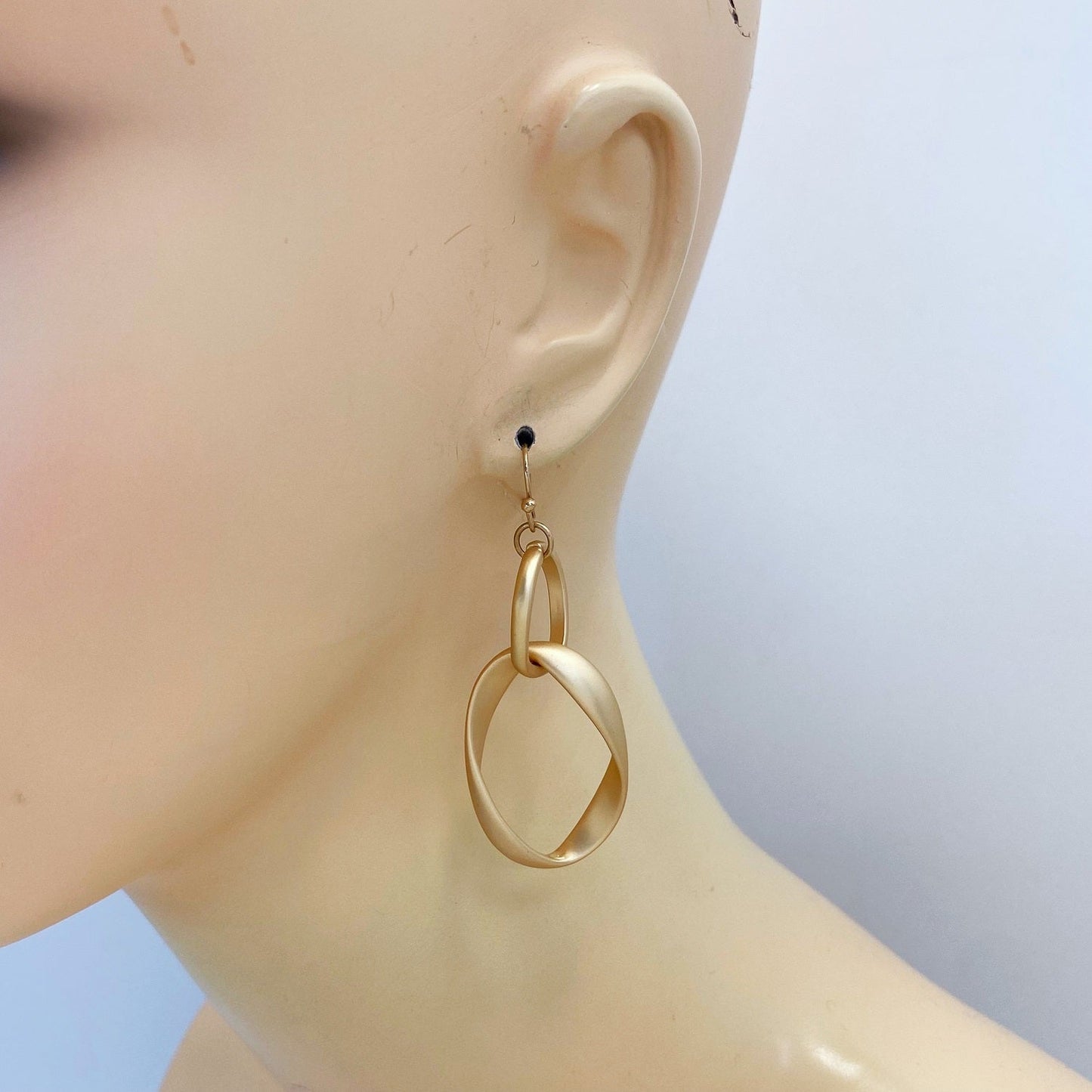 E1031 HE2967 Double O Shape Link Design Drop Dangle Hook Earrings