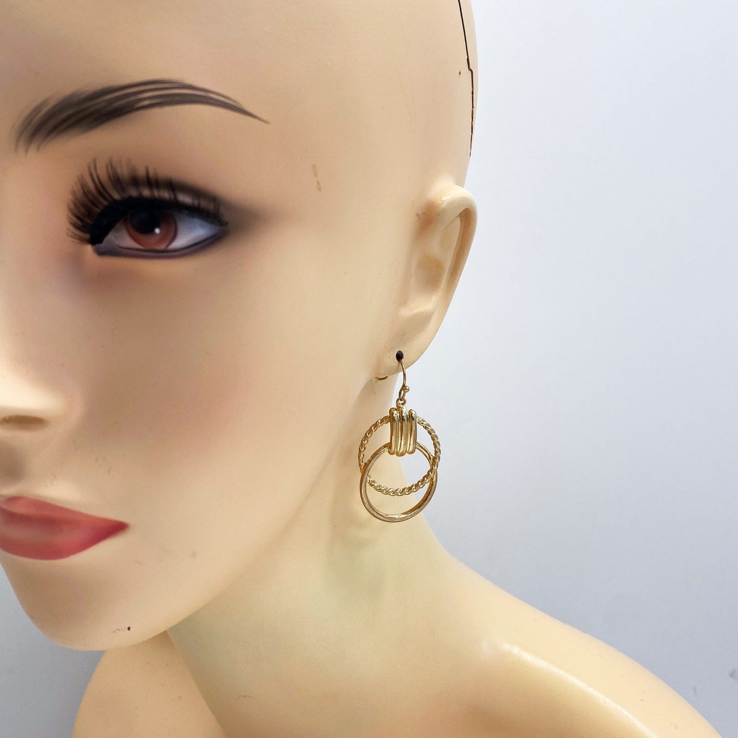 E1094 HE3026 Circle Ring Linked Design Drop Dangle Hook Earrings