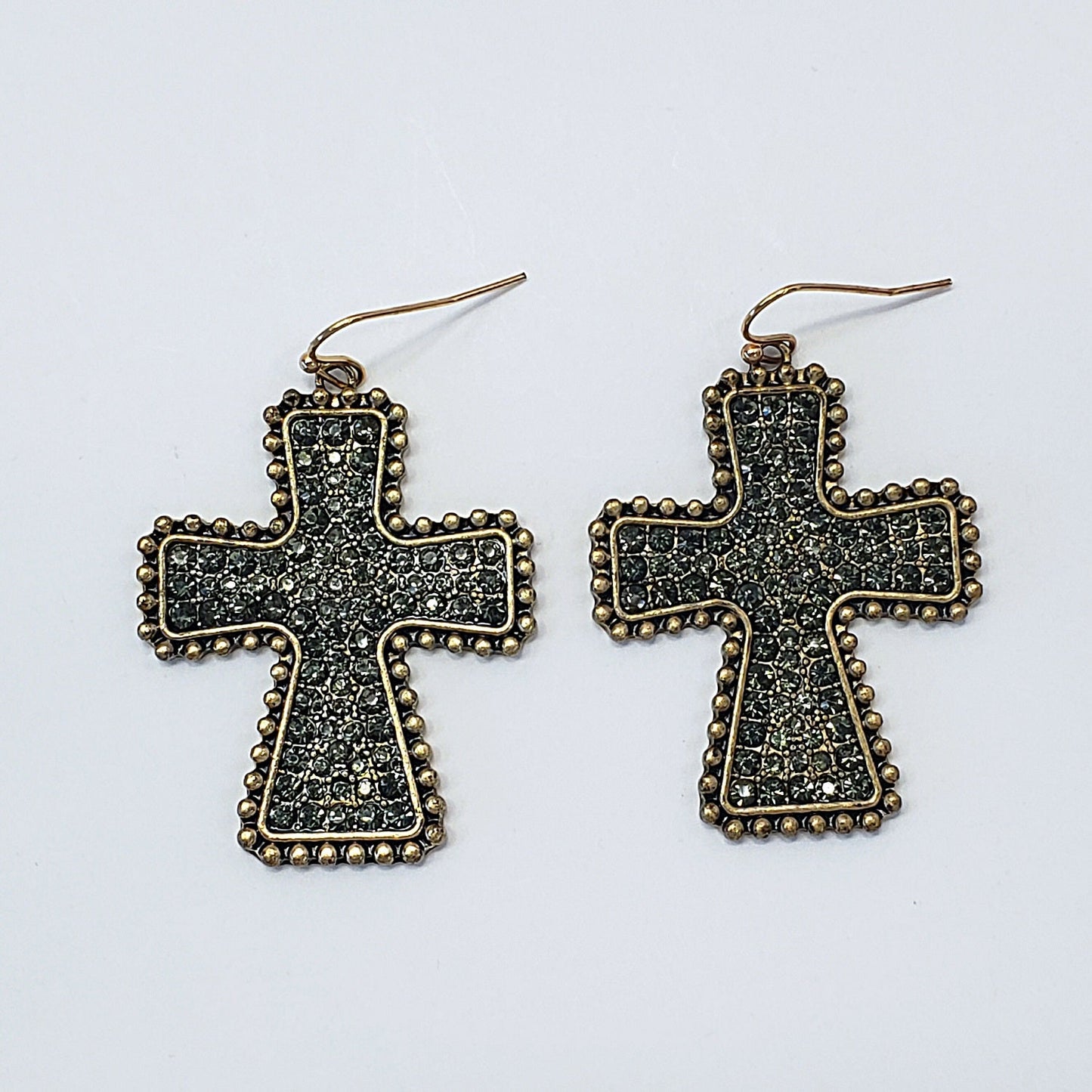 E0917 ZQE1319 Rhinestones Cross Shape Drop Dangle Hook Earrings