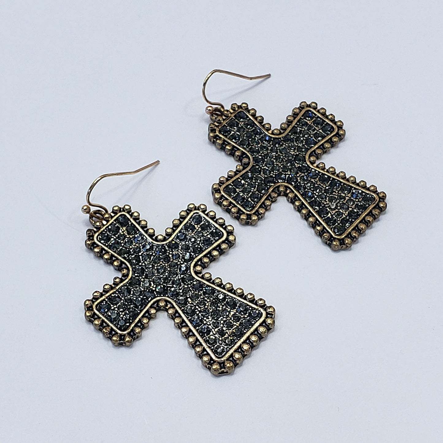E0917 ZQE1319 Rhinestones Cross Shape Drop Dangle Hook Earrings