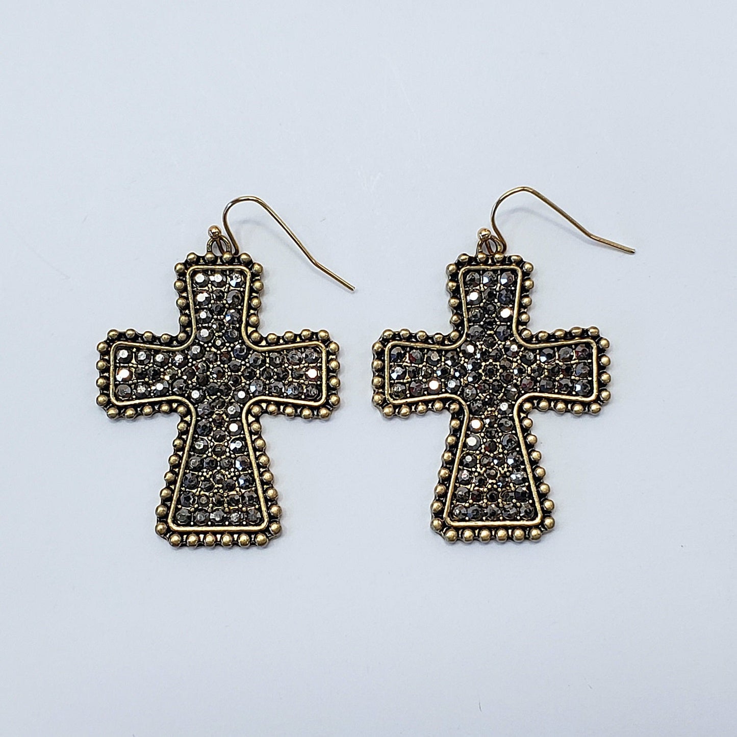 E0917 ZQE1319 Rhinestones Cross Shape Drop Dangle Hook Earrings
