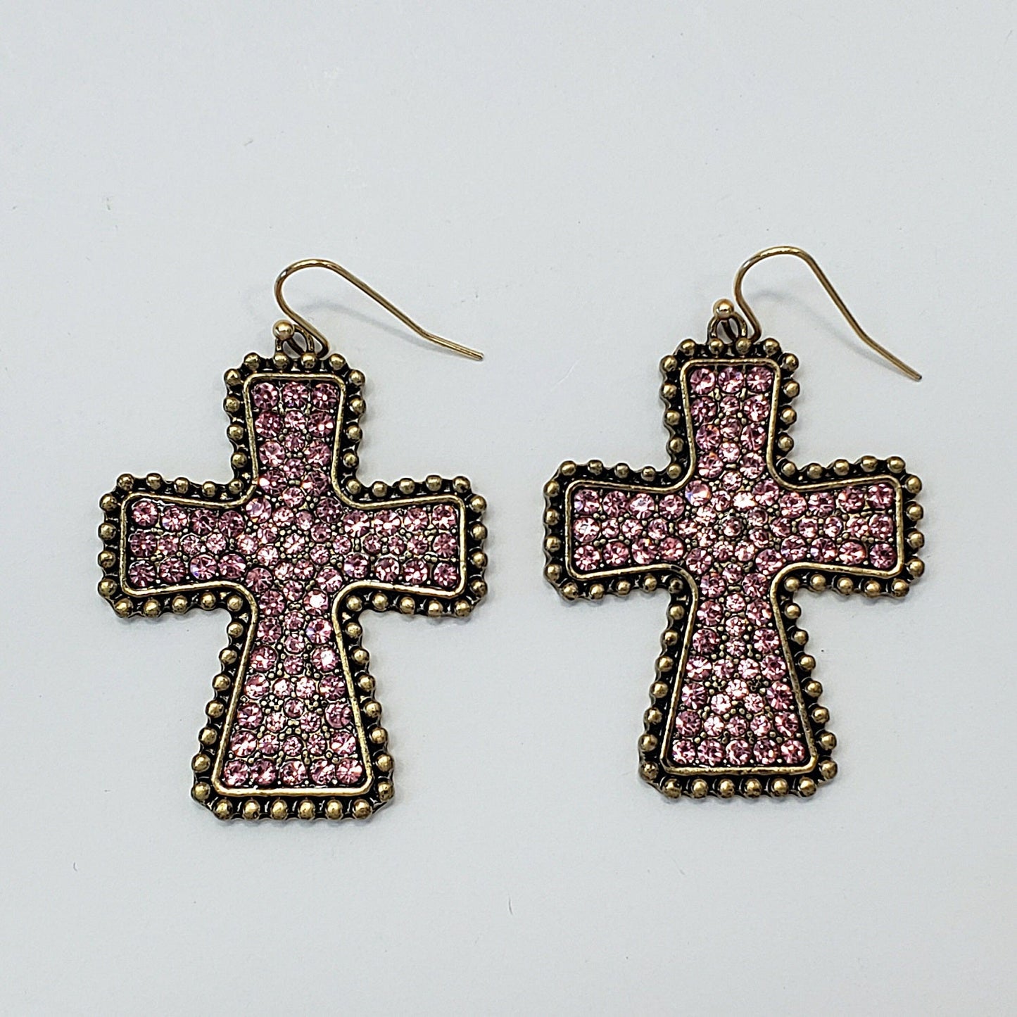 E0917 ZQE1319 Rhinestones Cross Shape Drop Dangle Hook Earrings
