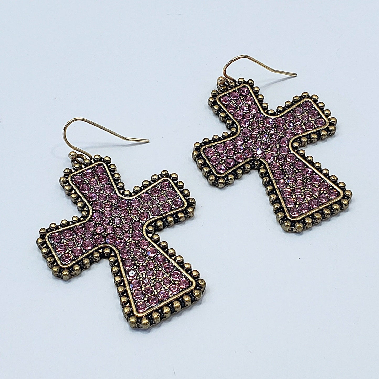 E0917 ZQE1319 Rhinestones Cross Shape Drop Dangle Hook Earrings