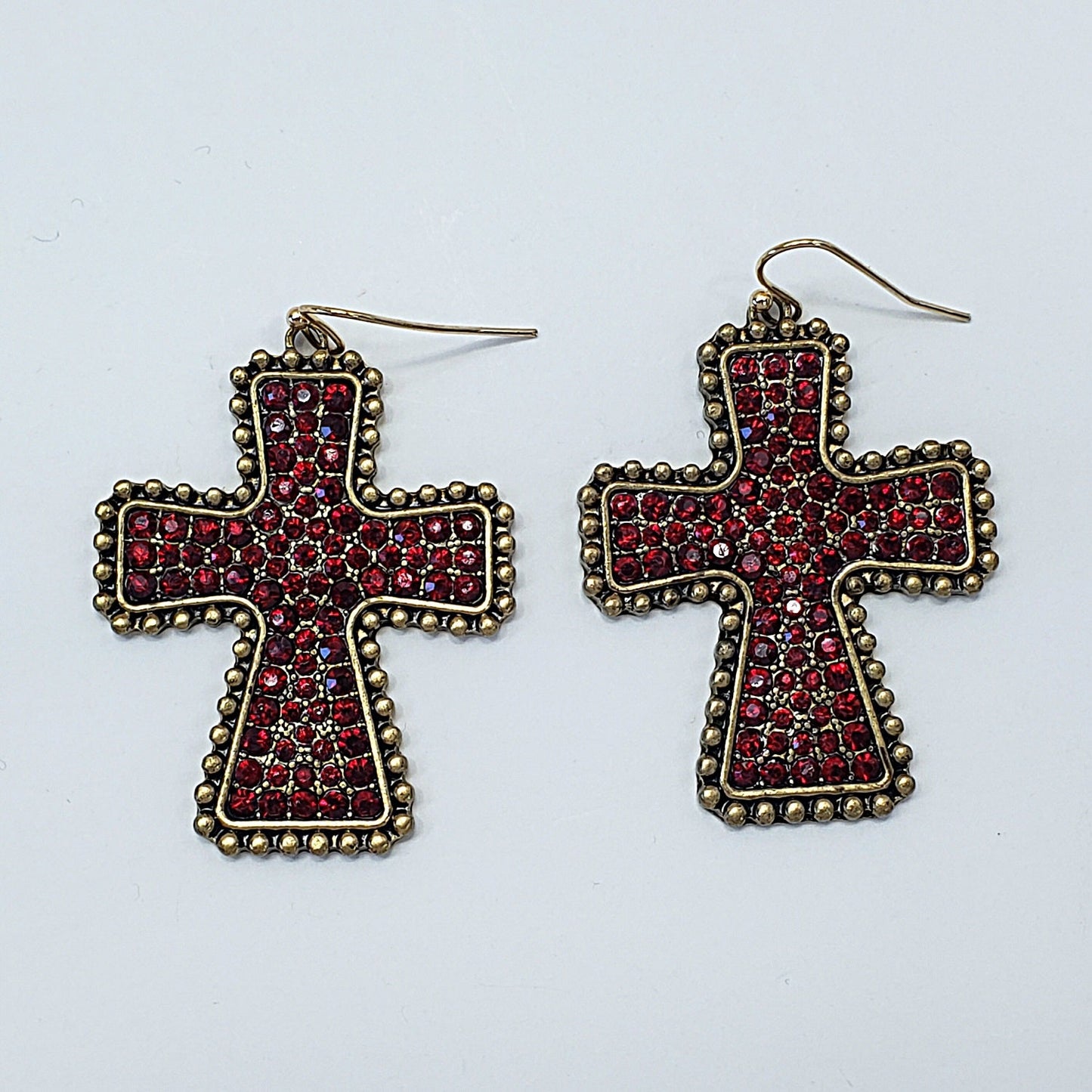 E0917 ZQE1319 Rhinestones Cross Shape Drop Dangle Hook Earrings