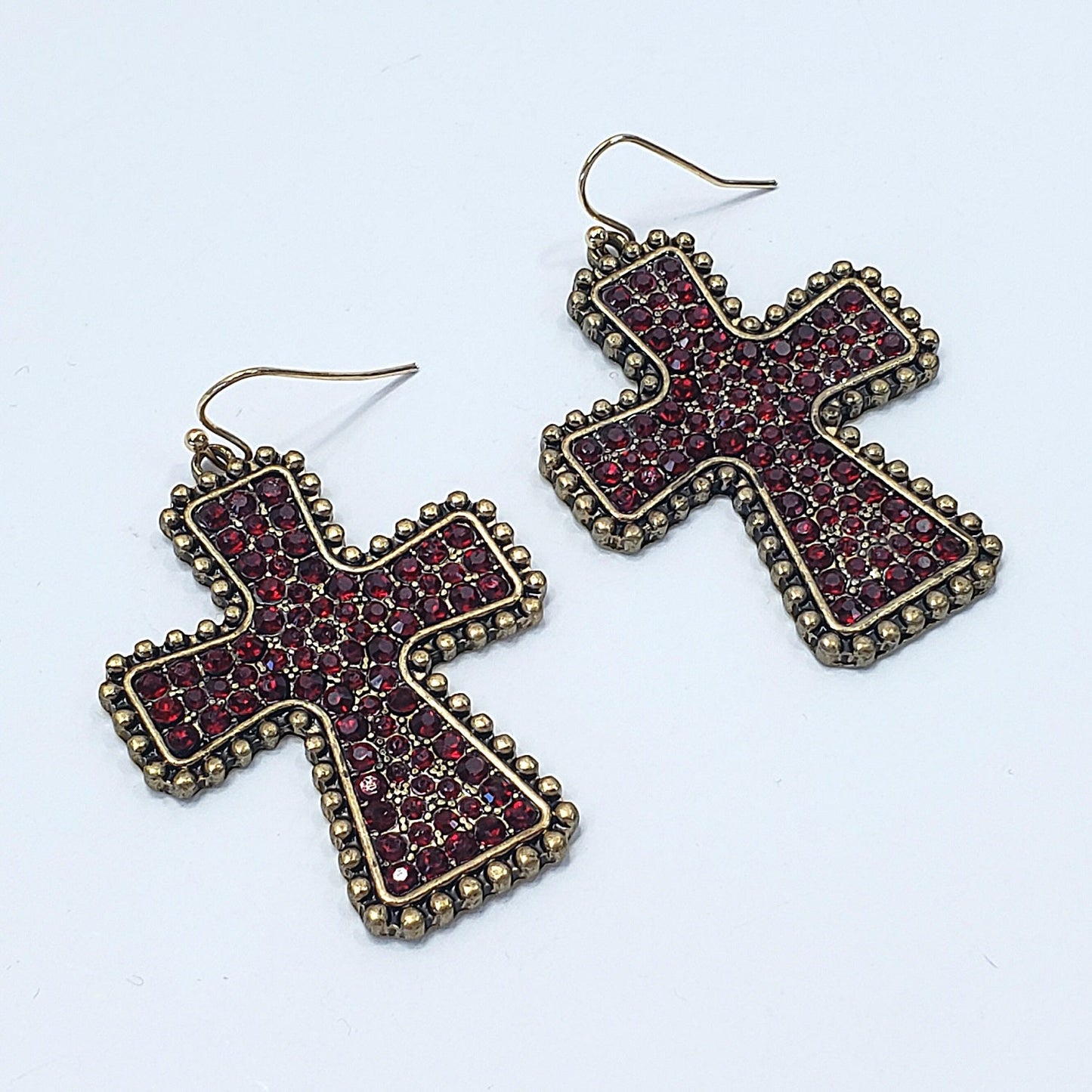 E0917 ZQE1319 Rhinestones Cross Shape Drop Dangle Hook Earrings