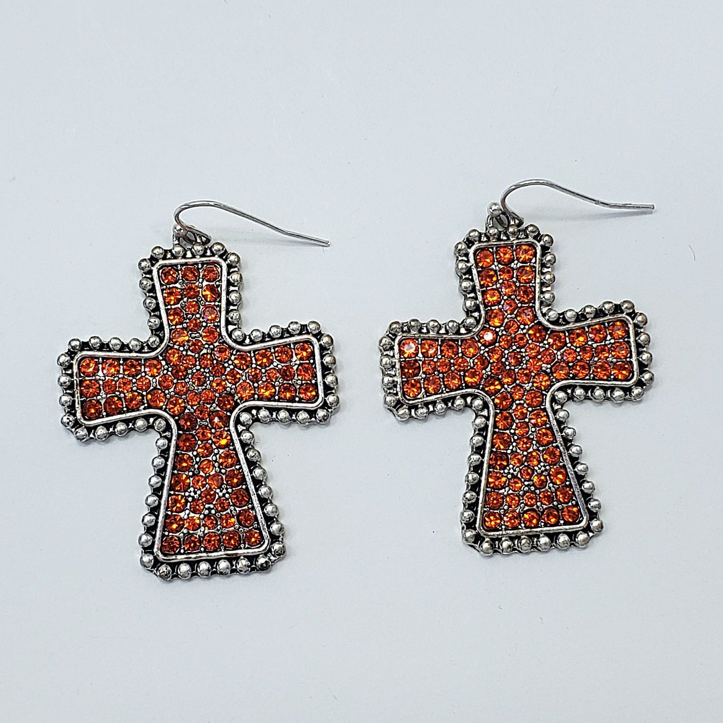 E0917 ZQE1319 Rhinestones Cross Shape Drop Dangle Hook Earrings