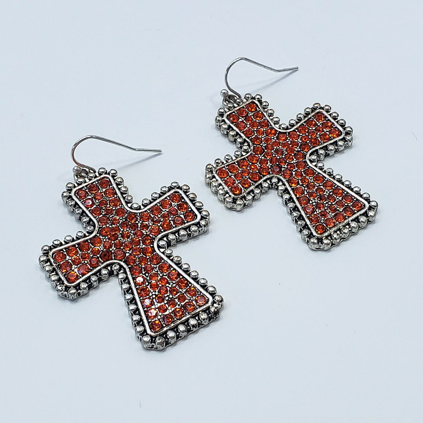 E0917 ZQE1319 Rhinestones Cross Shape Drop Dangle Hook Earrings