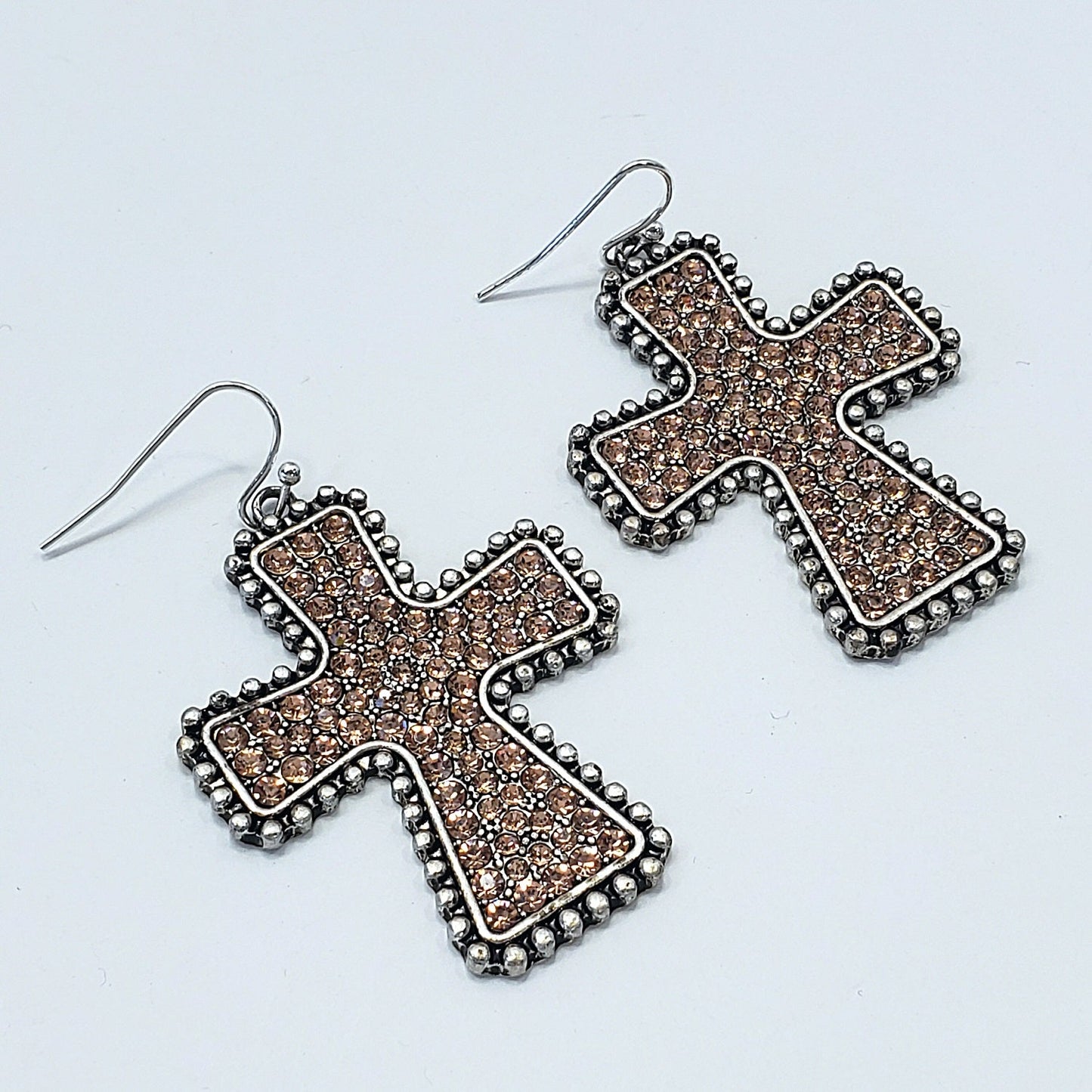 E0917 ZQE1319 Rhinestones Cross Shape Drop Dangle Hook Earrings