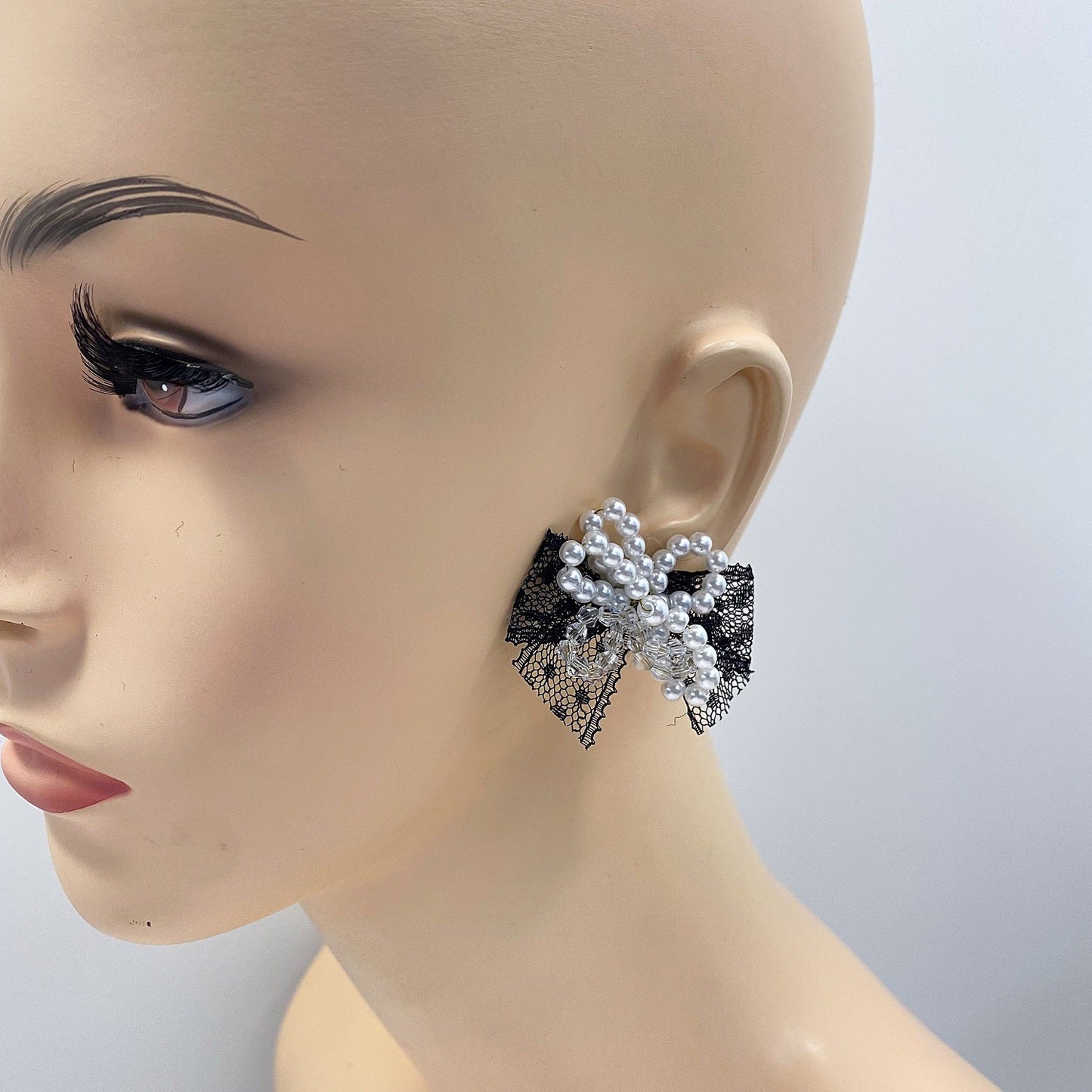 E0930 CCRBPE01 Ribbon Bowtie Drop Post Earrings