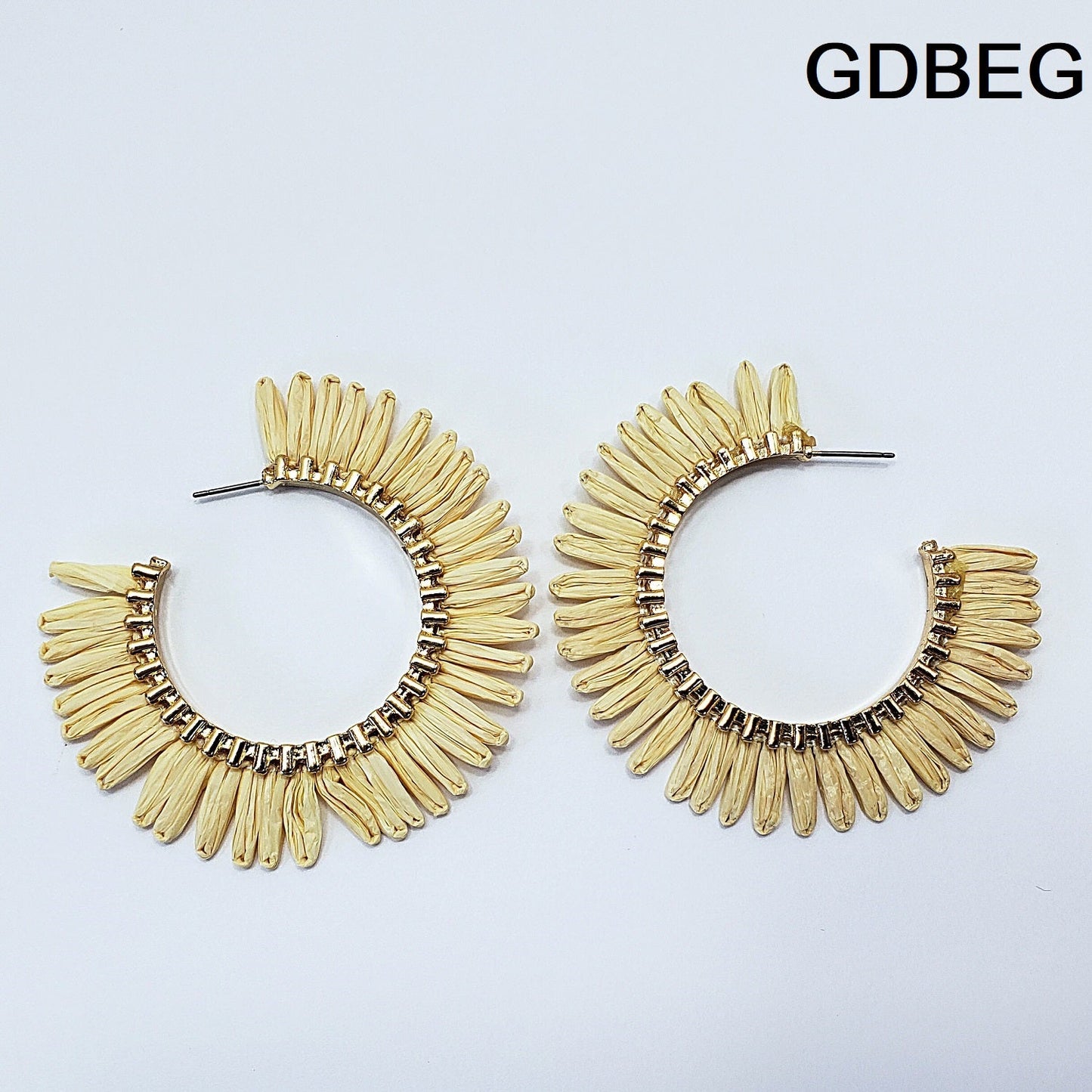 E0932 GSE2559 String Tassel Wide Deco Open Circle Hoop Earrings