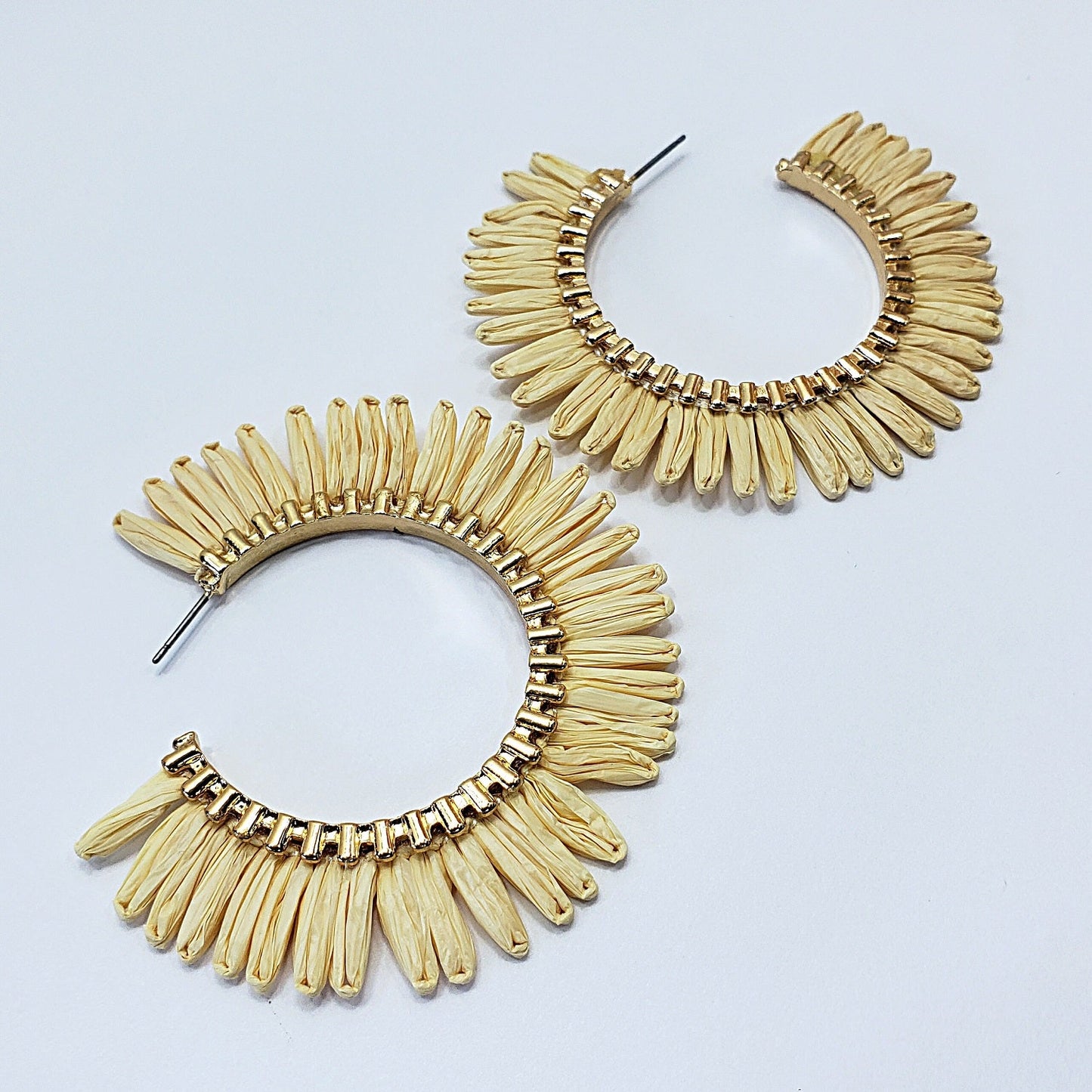 E0932 GSE2559 String Tassel Wide Deco Open Circle Hoop Earrings