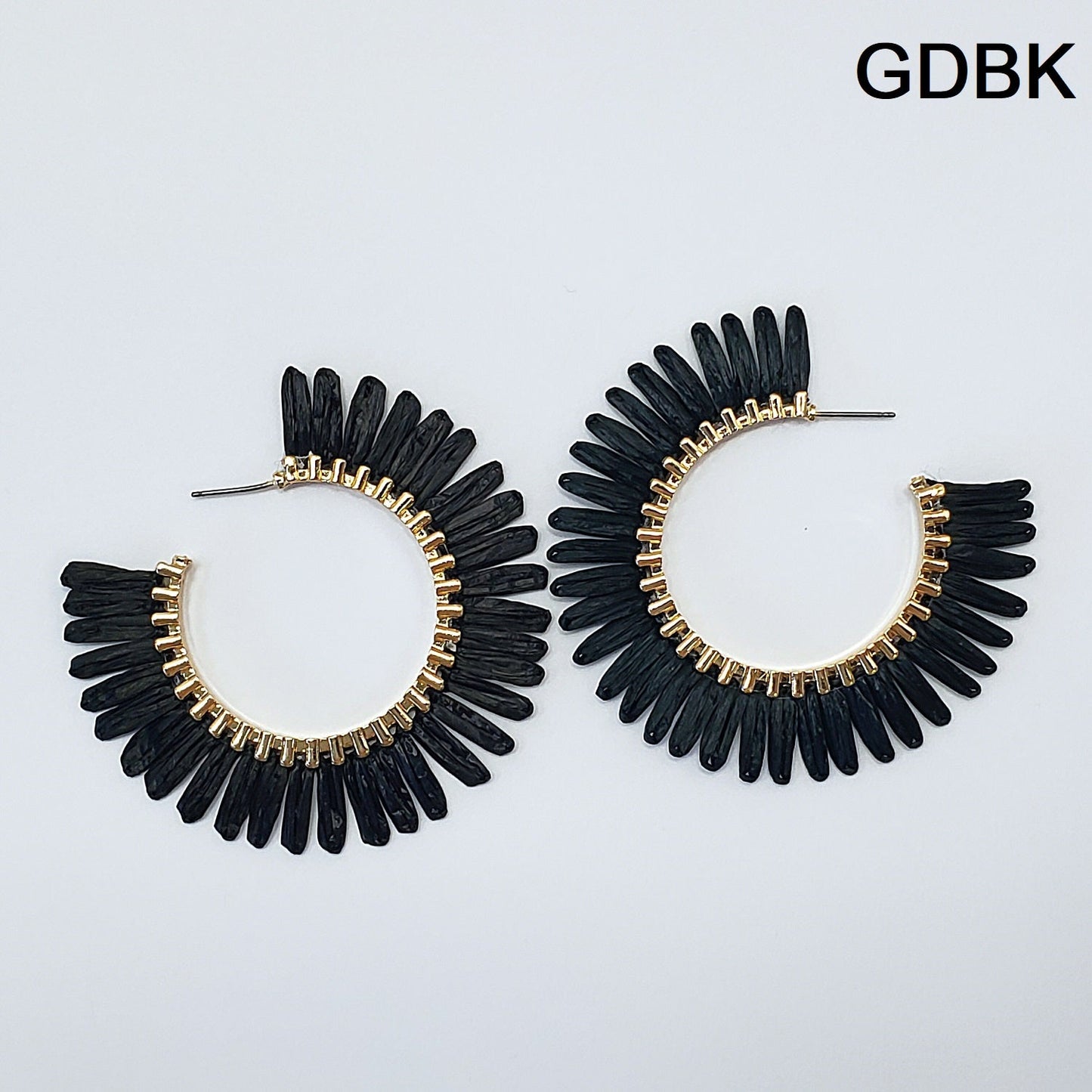 E0932 GSE2559 String Tassel Wide Deco Open Circle Hoop Earrings