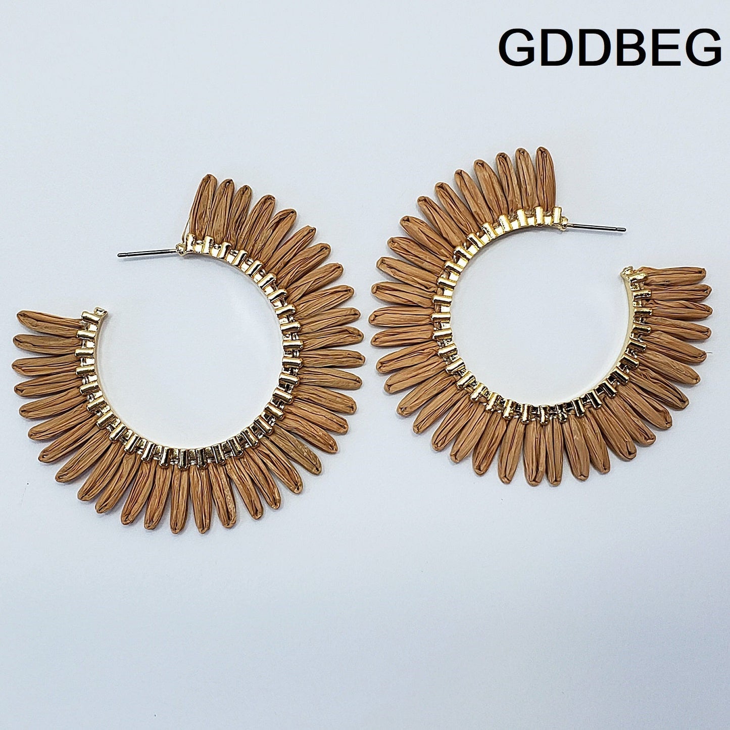 E0932 GSE2559 String Tassel Wide Deco Open Circle Hoop Earrings