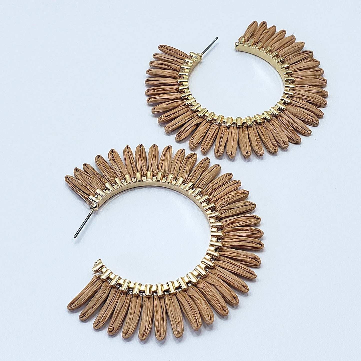 E0932 GSE2559 String Tassel Wide Deco Open Circle Hoop Earrings