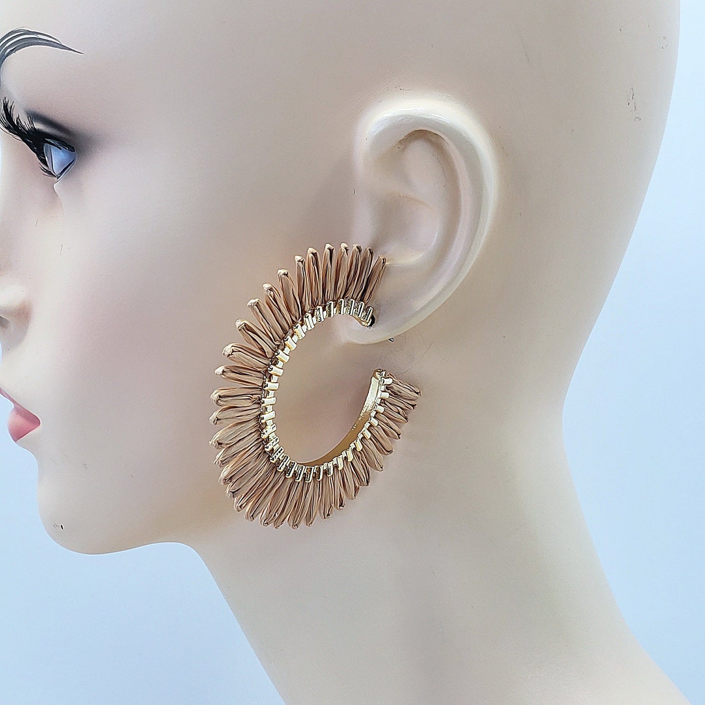 E0932 GSE2559 String Tassel Wide Deco Open Circle Hoop Earrings