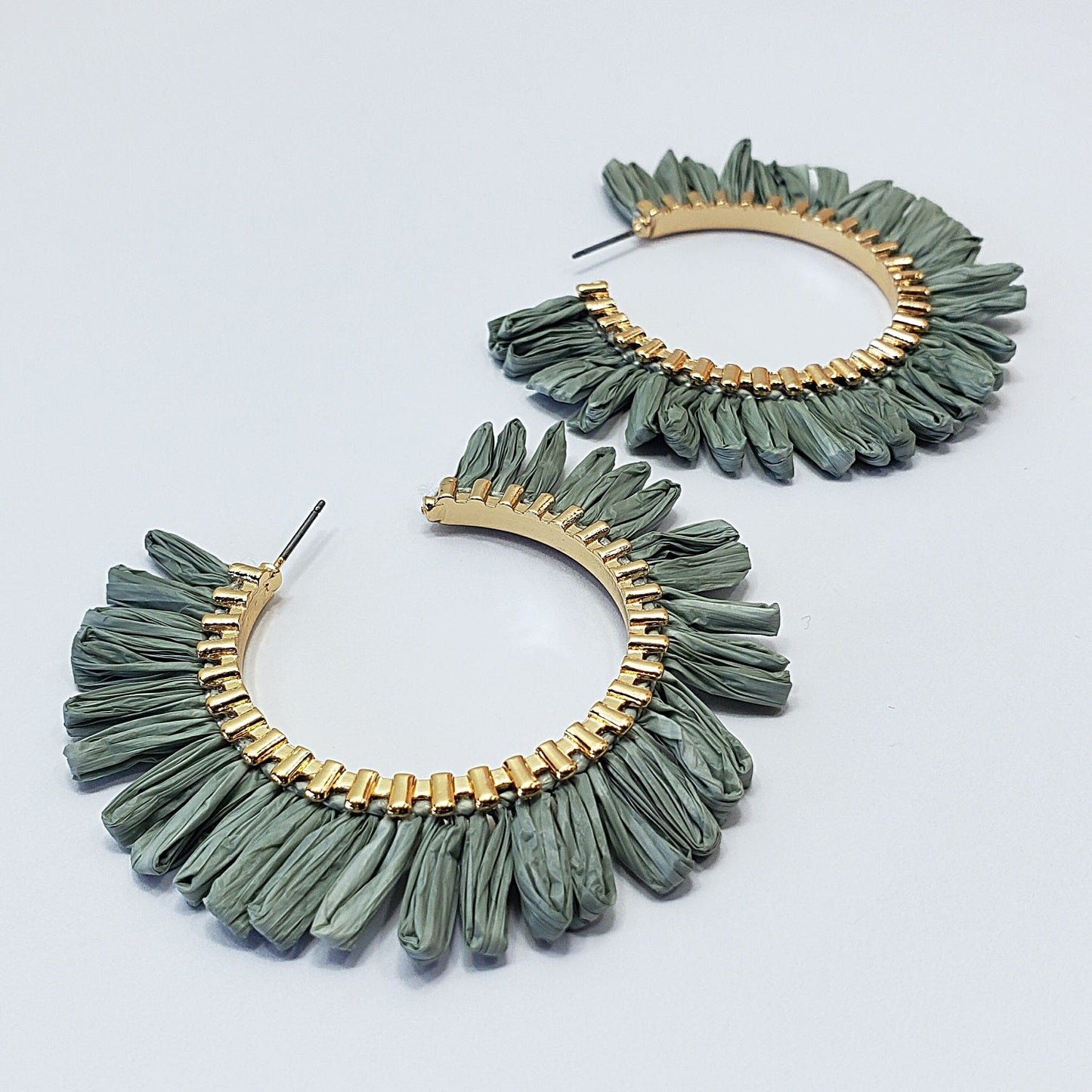 E0932 GSE2559 String Tassel Wide Deco Open Circle Hoop Earrings