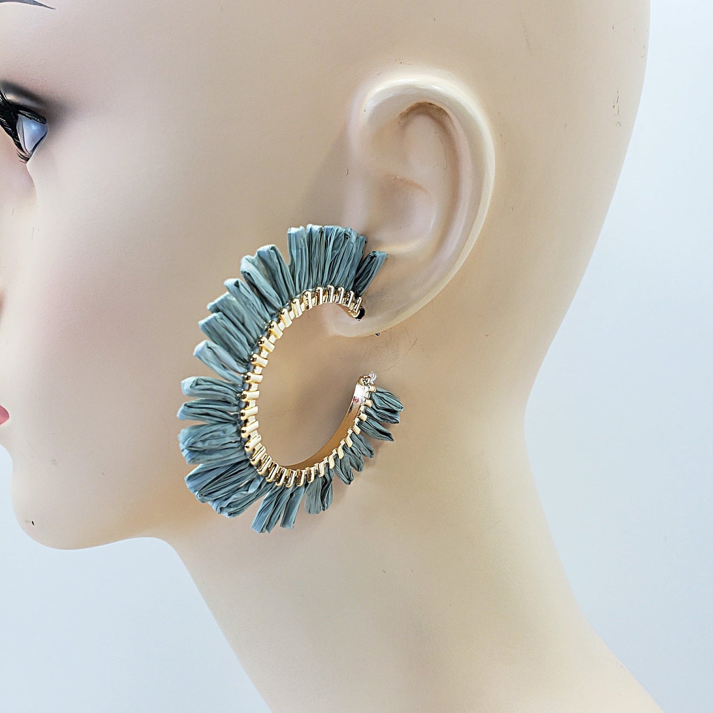 E0932 GSE2559 String Tassel Wide Deco Open Circle Hoop Earrings