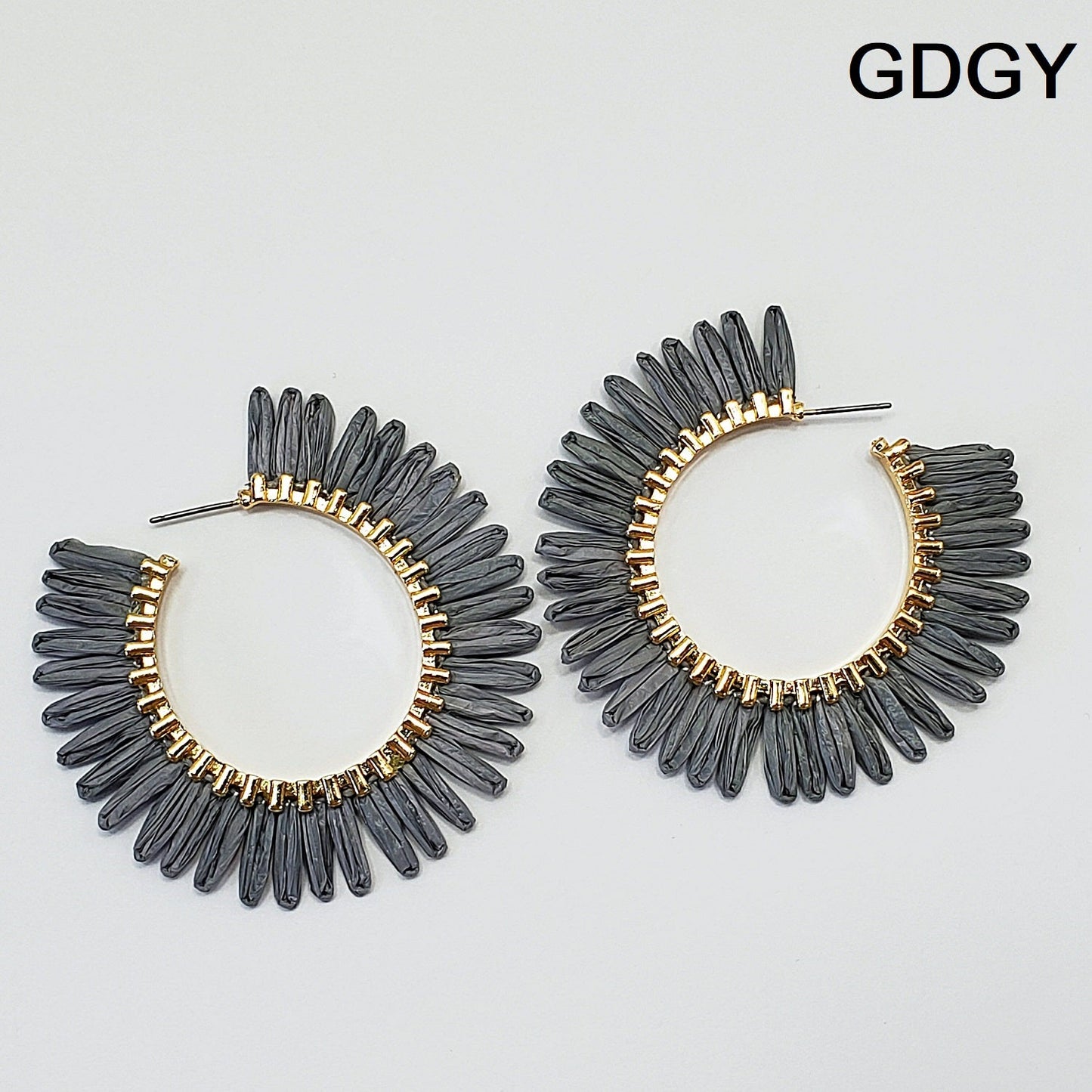 E0932 GSE2559 String Tassel Wide Deco Open Circle Hoop Earrings
