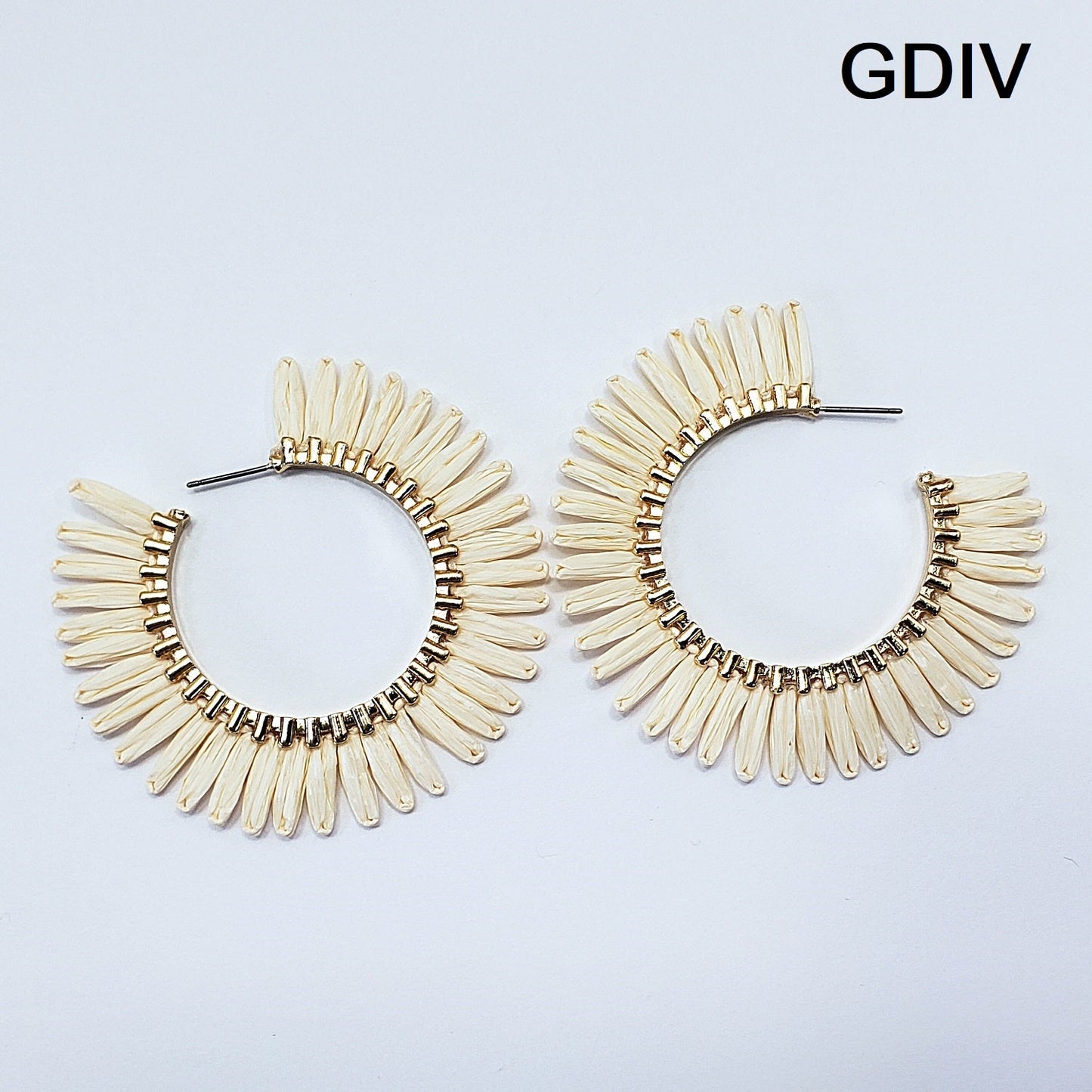 E0932 GSE2559 String Tassel Wide Deco Open Circle Hoop Earrings