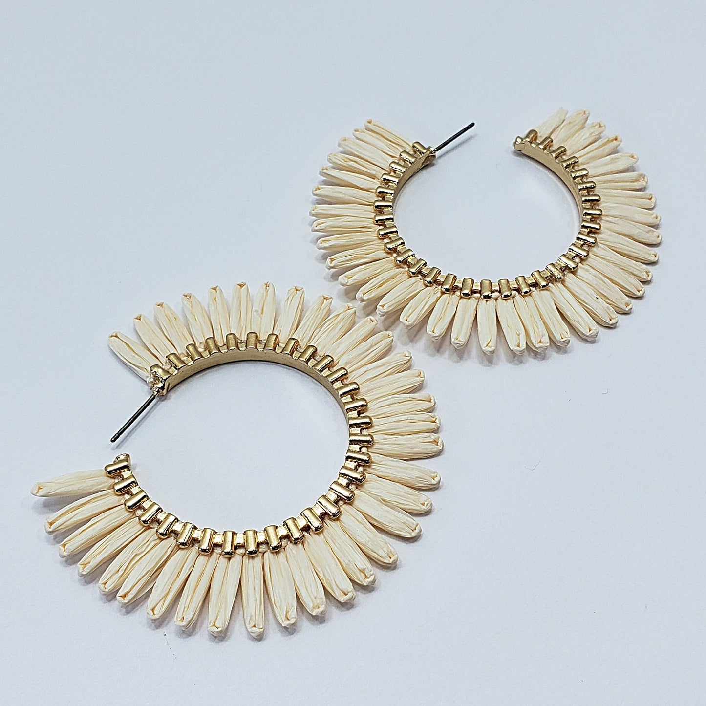 E0932 GSE2559 String Tassel Wide Deco Open Circle Hoop Earrings