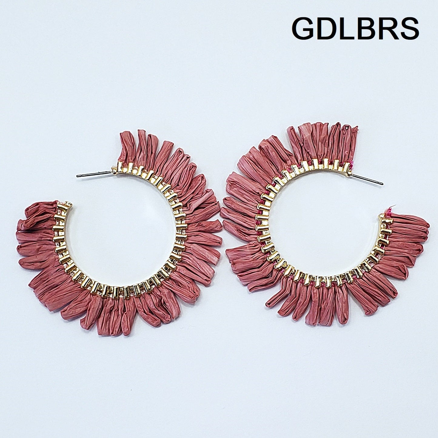 E0932 GSE2559 String Tassel Wide Deco Open Circle Hoop Earrings