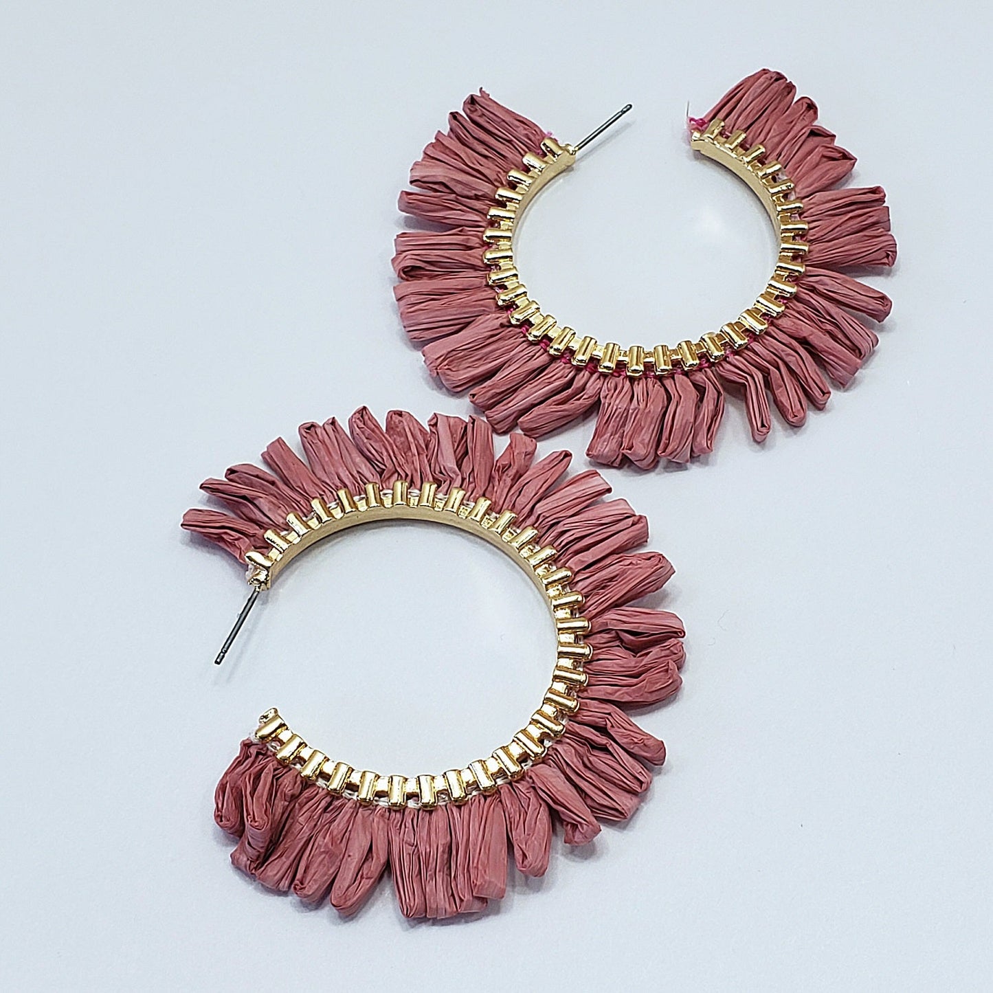 E0932 GSE2559 String Tassel Wide Deco Open Circle Hoop Earrings