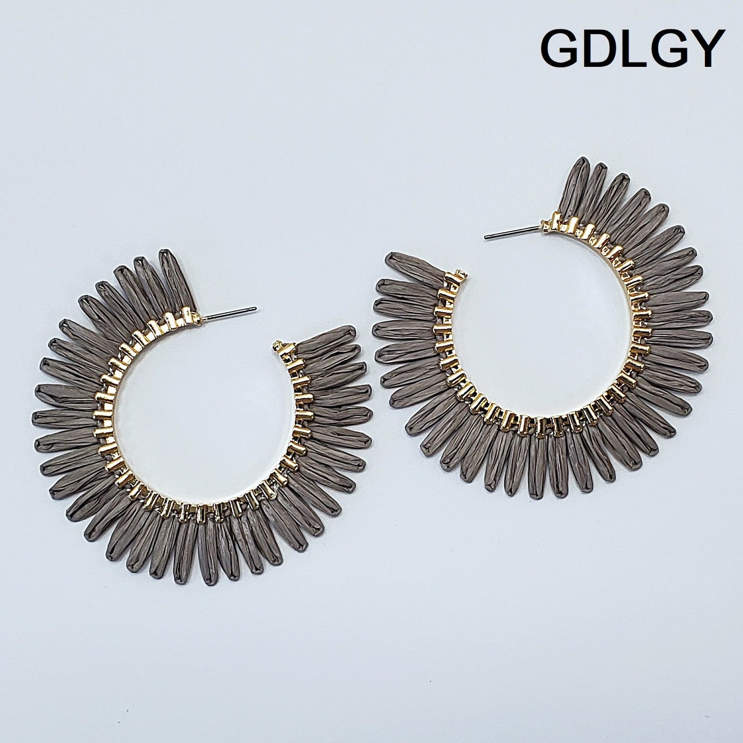 E0932 GSE2559 String Tassel Wide Deco Open Circle Hoop Earrings