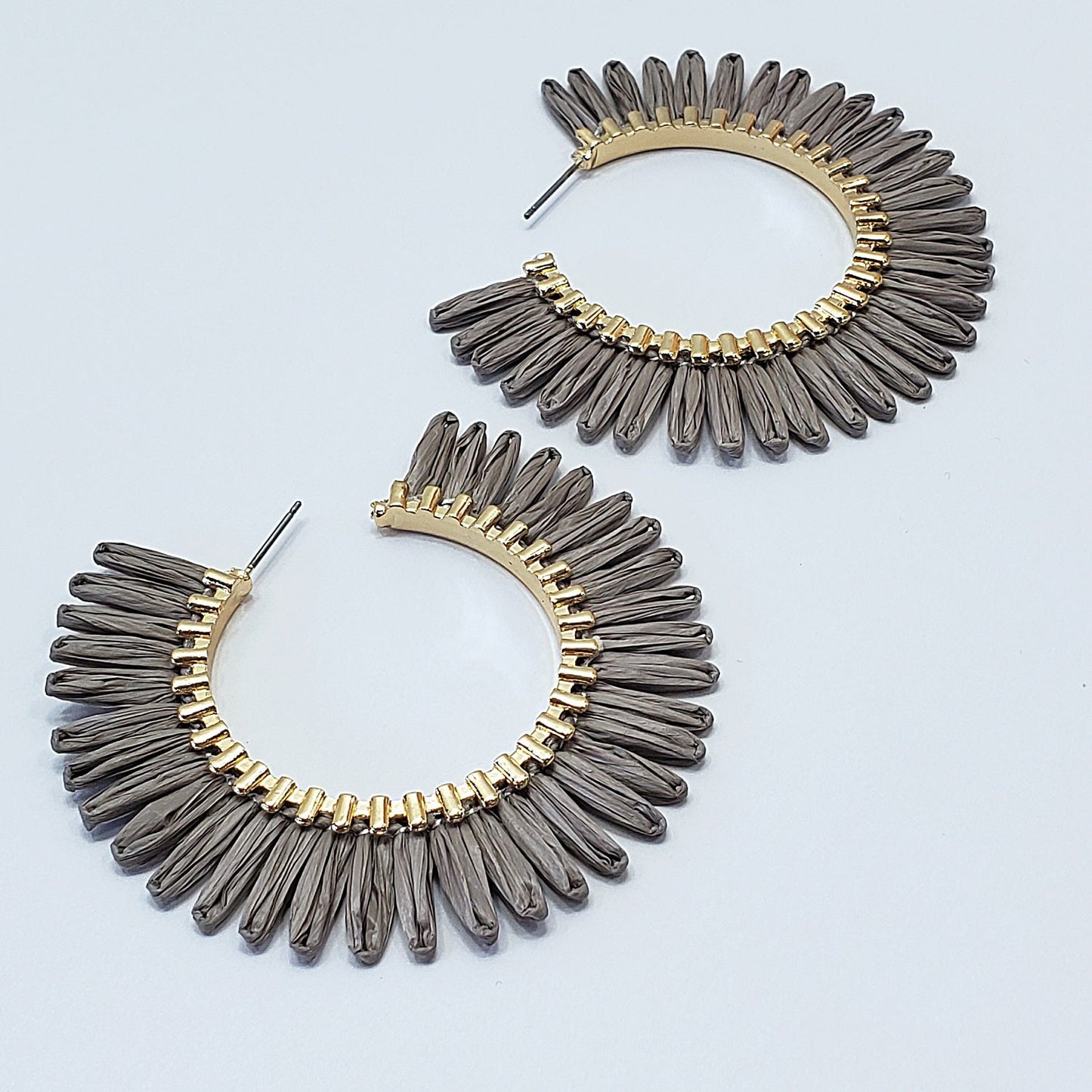 E0932 GSE2559 String Tassel Wide Deco Open Circle Hoop Earrings