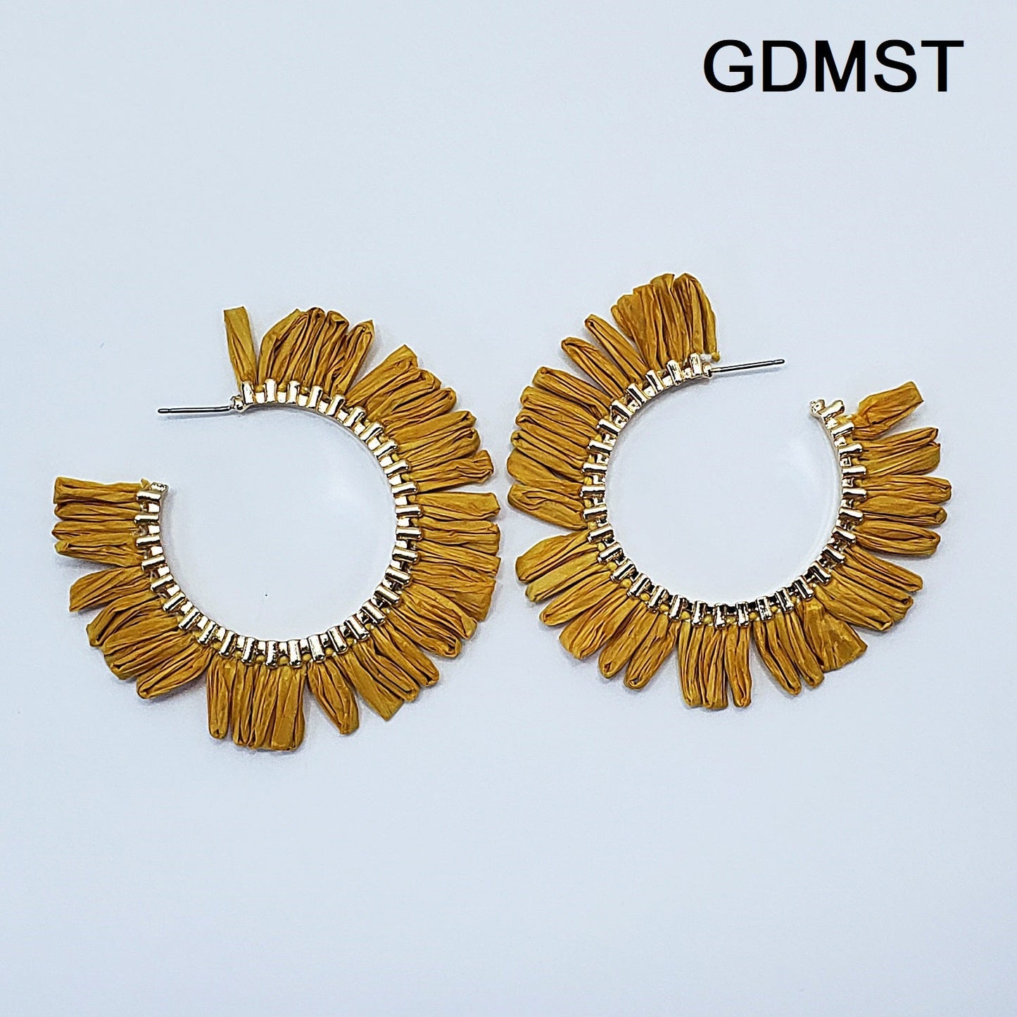 E0932 GSE2559 String Tassel Wide Deco Open Circle Hoop Earrings