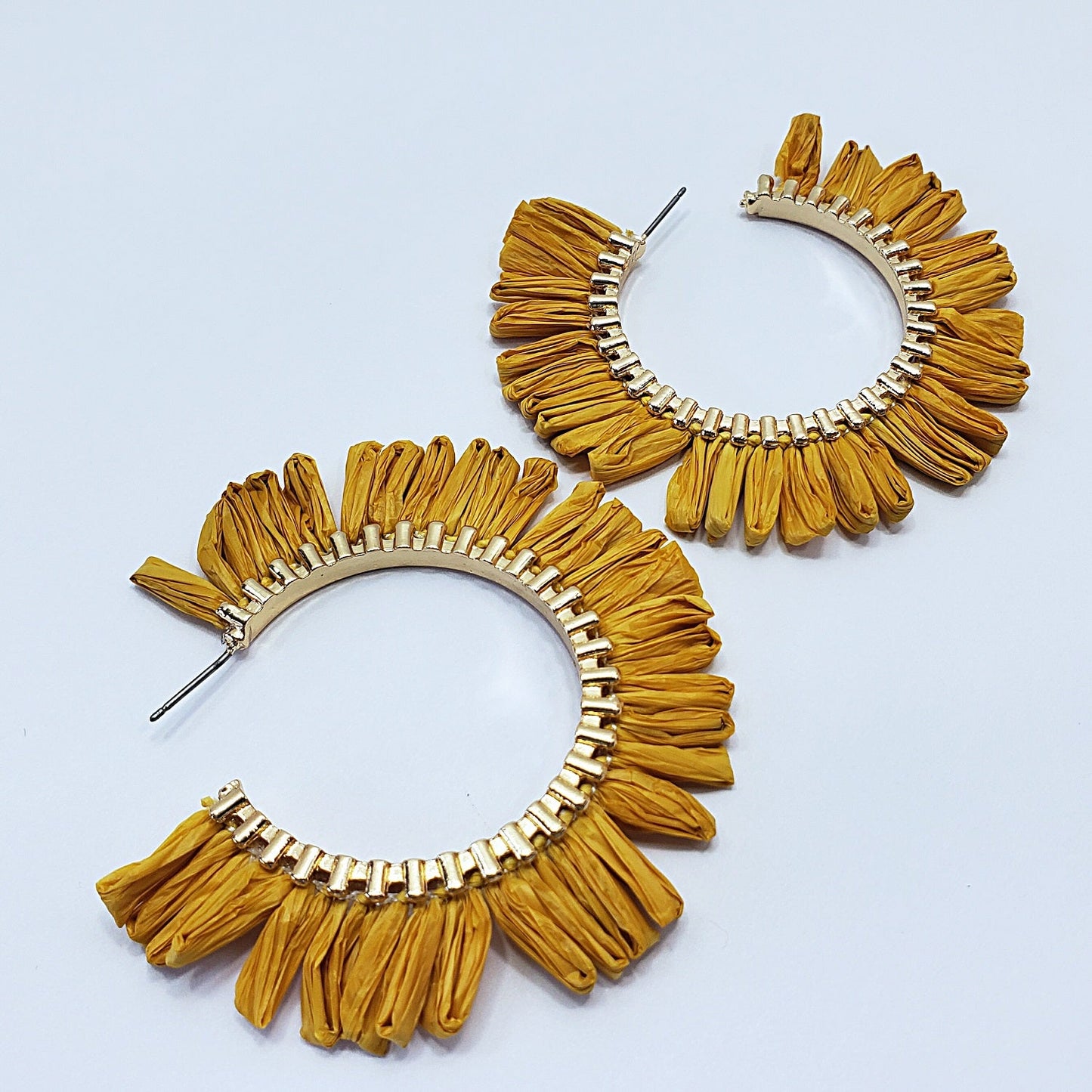 E0932 GSE2559 String Tassel Wide Deco Open Circle Hoop Earrings