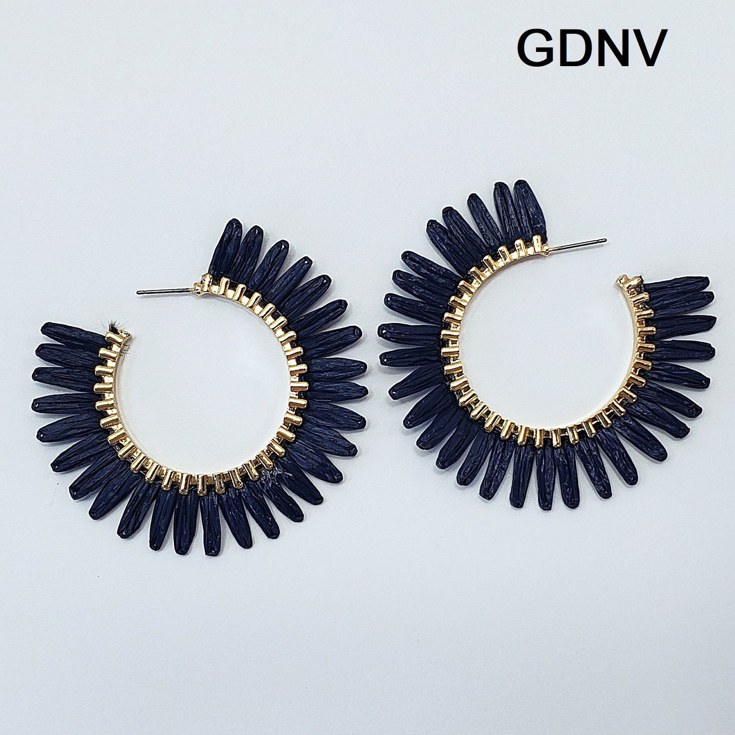 E0932 GSE2559 String Tassel Wide Deco Open Circle Hoop Earrings