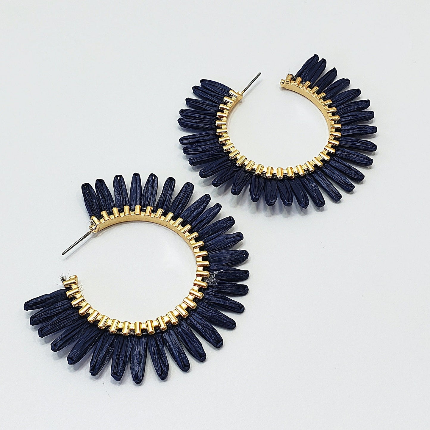 E0932 GSE2559 String Tassel Wide Deco Open Circle Hoop Earrings