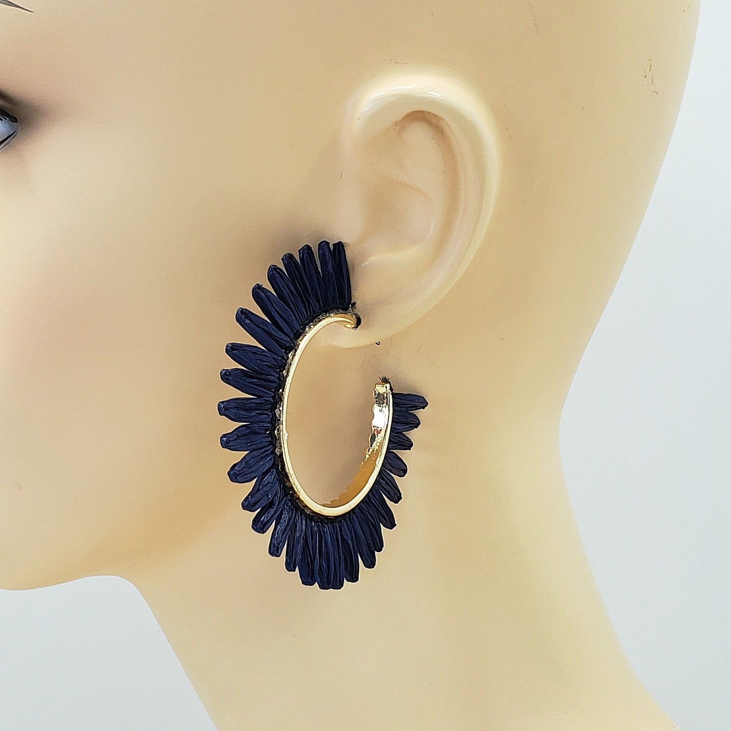 E0932 GSE2559 String Tassel Wide Deco Open Circle Hoop Earrings