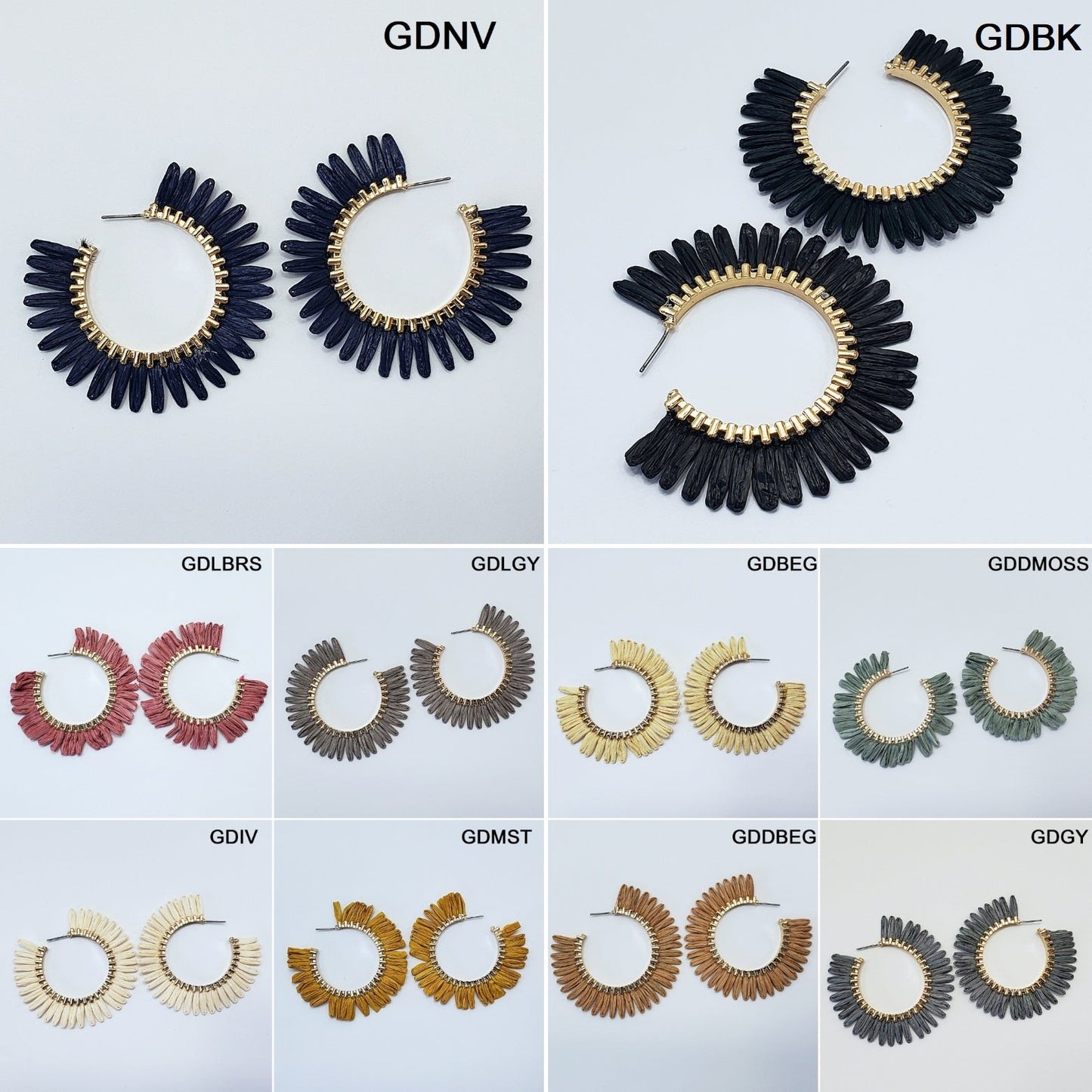 E0932 GSE2559 String Tassel Wide Deco Open Circle Hoop Earrings