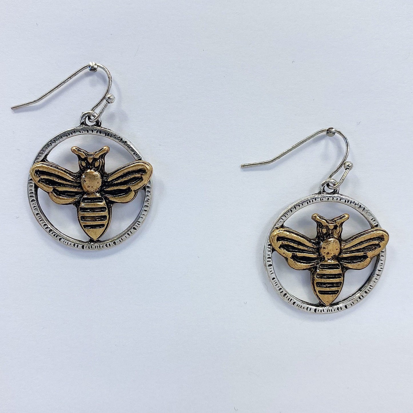E1128 QE6648 Bee Design Circle Shape Drop Dangle Earrings