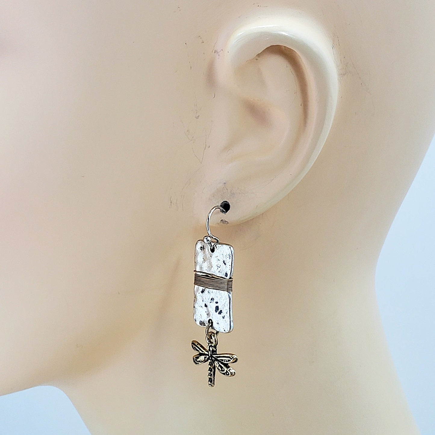 E1050 QE3258 VINTAGE DRAGONFLY DROP DANGLE EARRINGS
