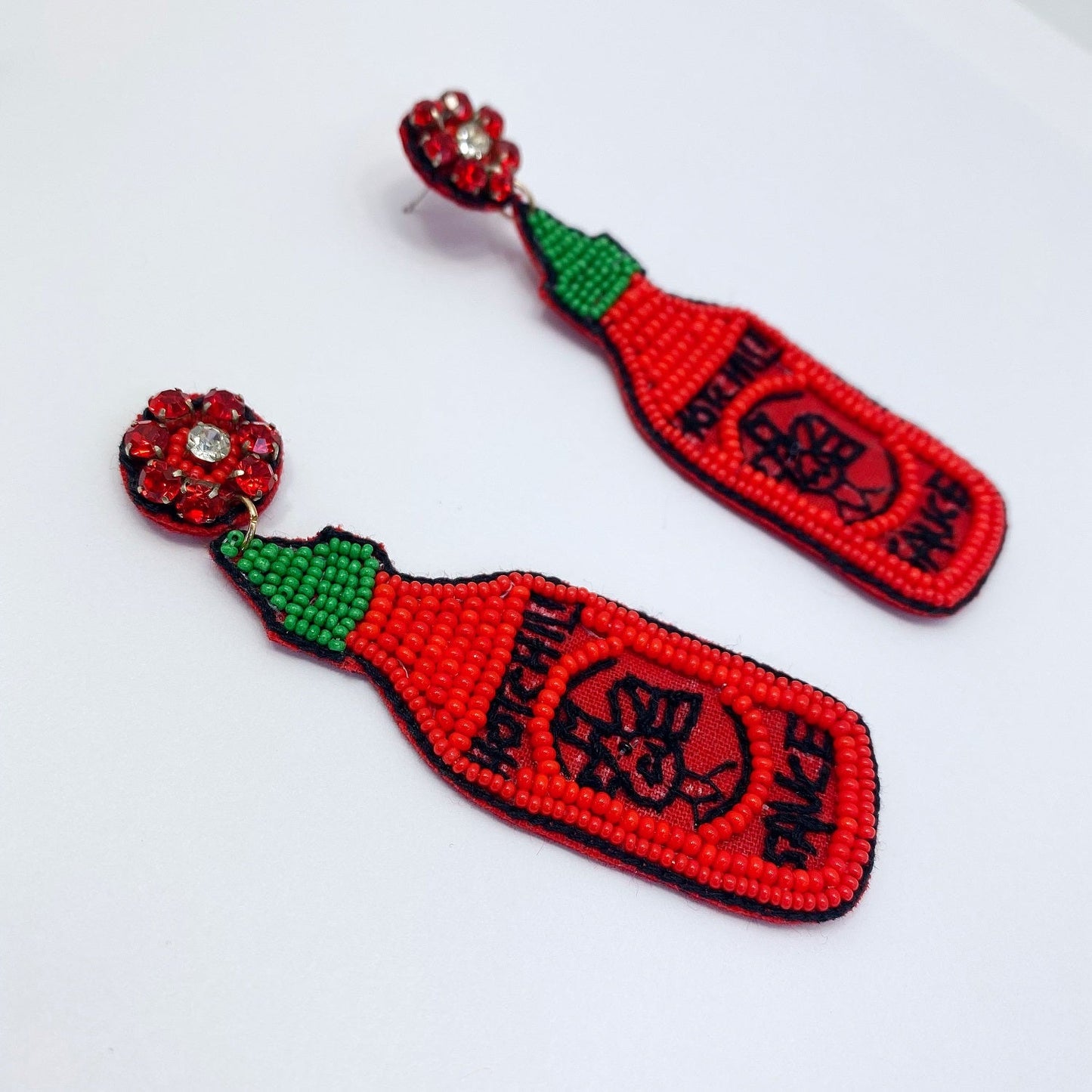 E1075 13-4206 Beads Hot Chili Sauce Drop Dangle Earrings