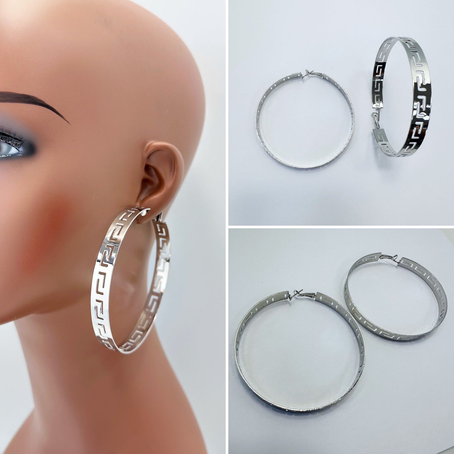 E0880 KE4091-80 Maze Pattern Hoop Metal Earrings