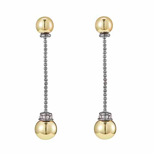 E1992 |Rhodium Plated Two-Tone Sphere Earrings | ER8997