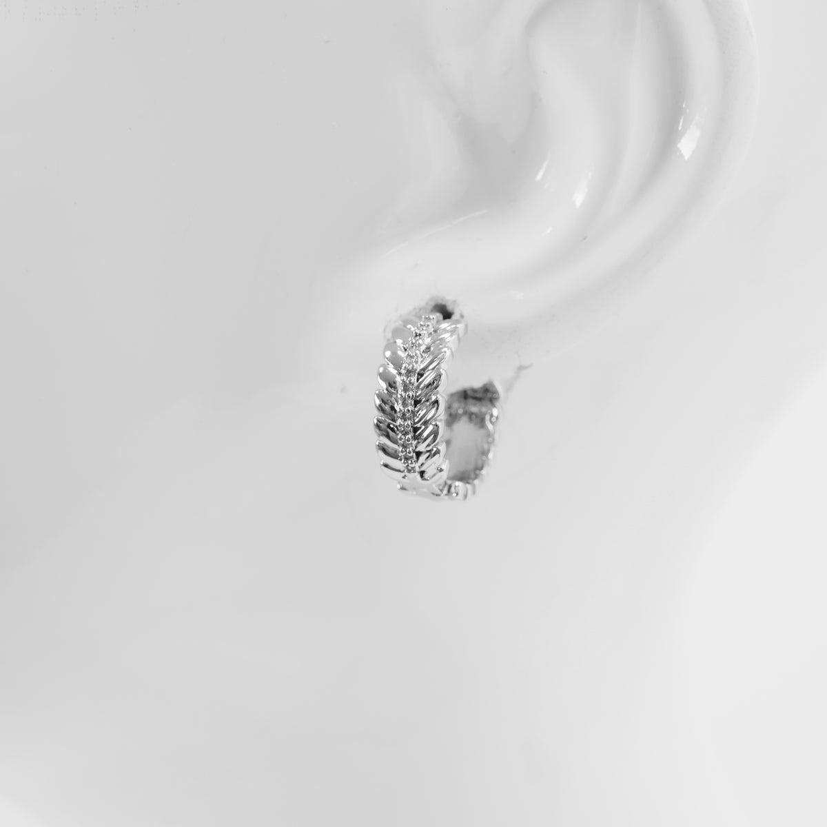 Embellished Leaf Hoop Earrings