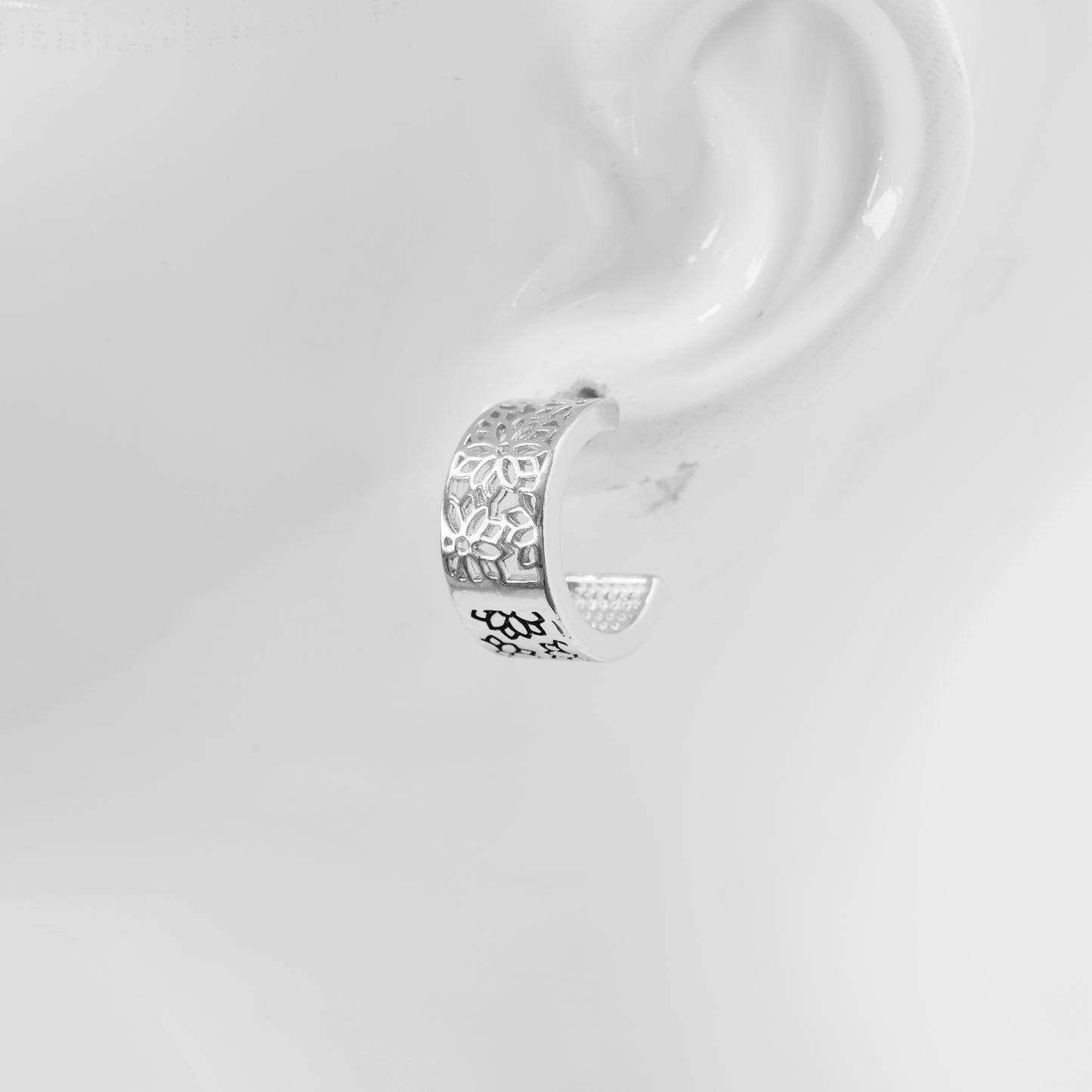Floral Etched Hoop Earrings