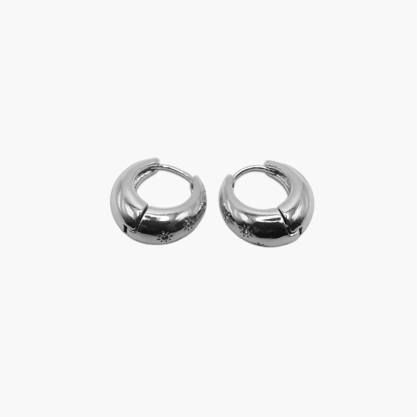Rounded Floral Hoop Earrings