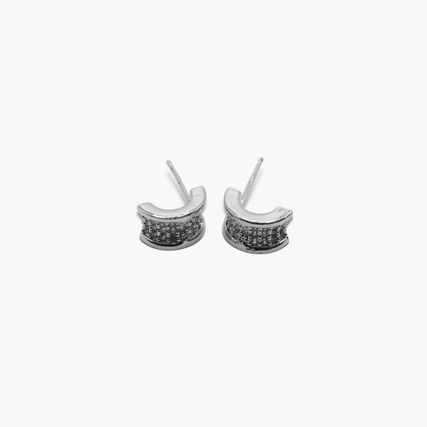 Textured Crescent Stud Earrings