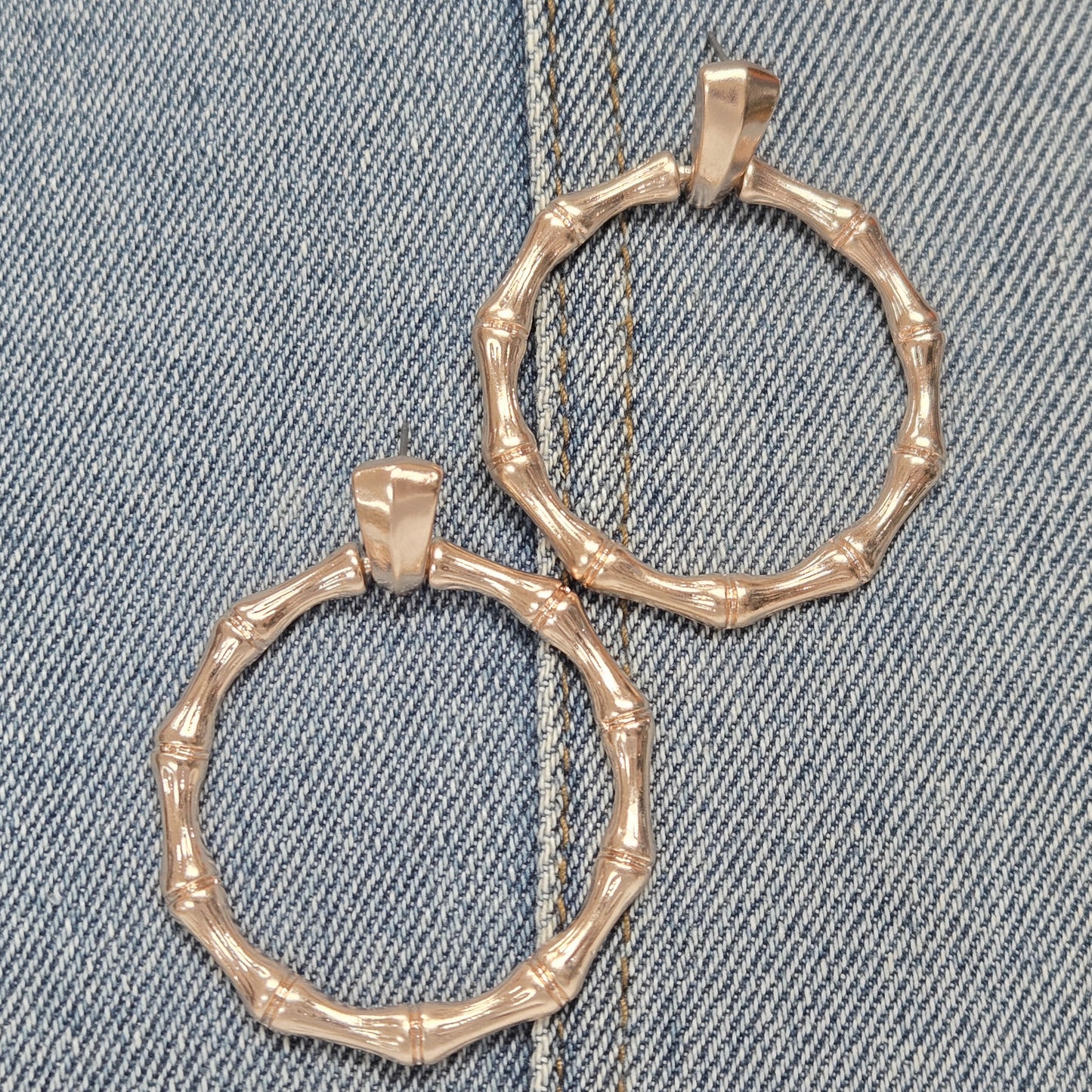 E1144 FE7065 Bamboo design Circle Drop Dangle Earrings