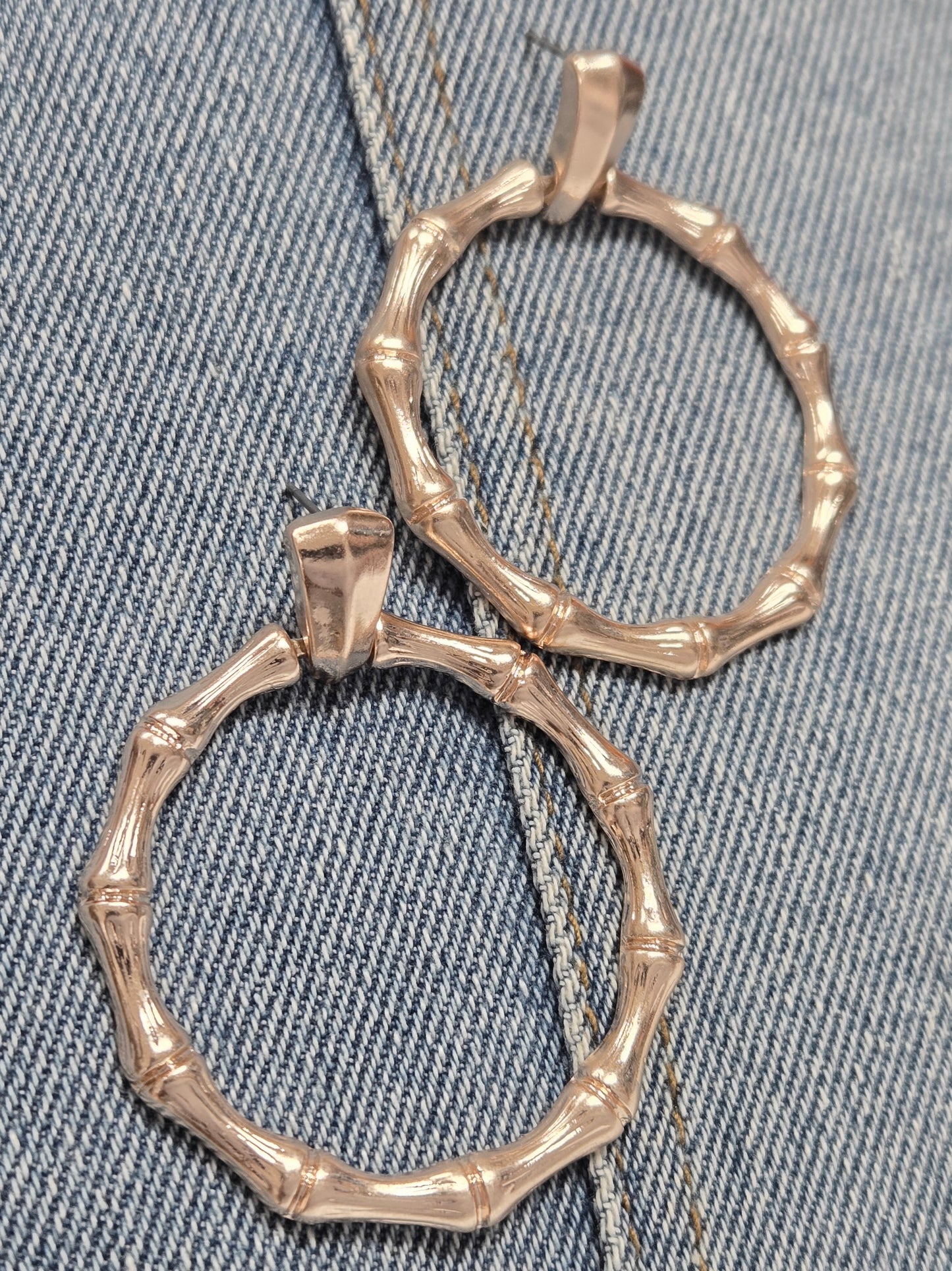 E1144 FE7065 Bamboo design Circle Drop Dangle Earrings